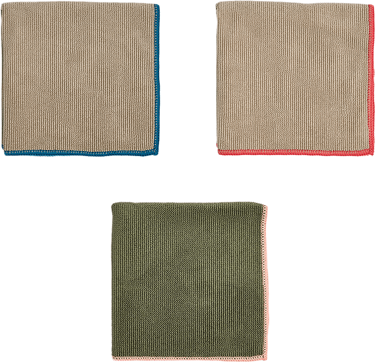 Mundus Microfiber Dish Cloth - Pack Of 3, från OYOY Living, i färgen olive,clay.