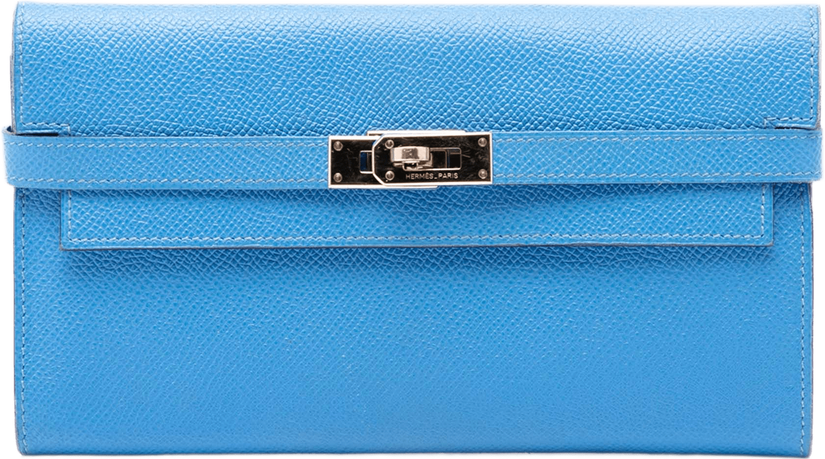 Hermès Epsom Kelly Longue Wallet, från Luxclusif, i färgen blå.