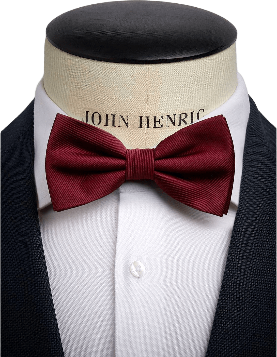 Silk Woven Rib Plain Pre Tied Bow Tie, från John Henric, i färgen burgundy.