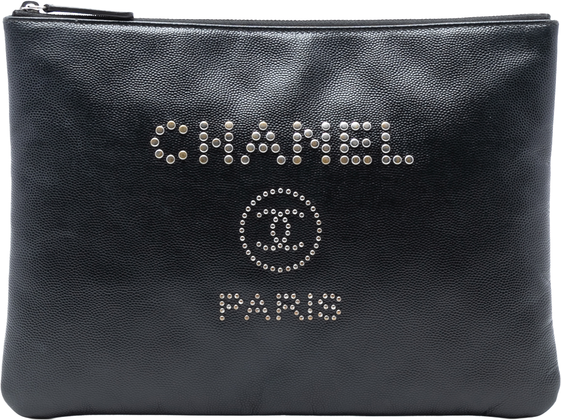 Chanel Medium Caviar Deauville Studded O Case Clutch, från Luxclusif, i färgen black.