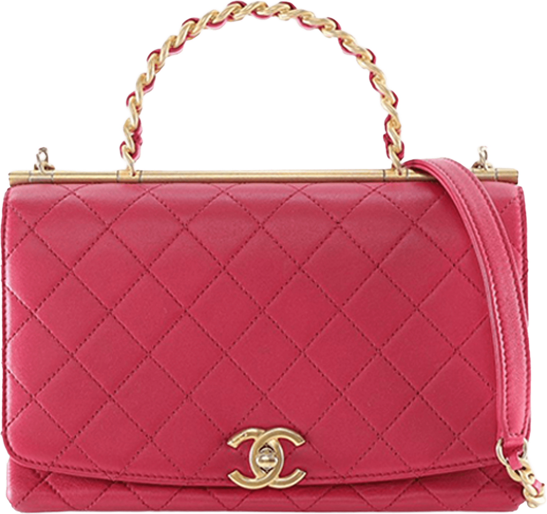 Chanel Medium Quilted Lambskin La Parisienne Flap, från Luxclusif, i färgen dark pink.
