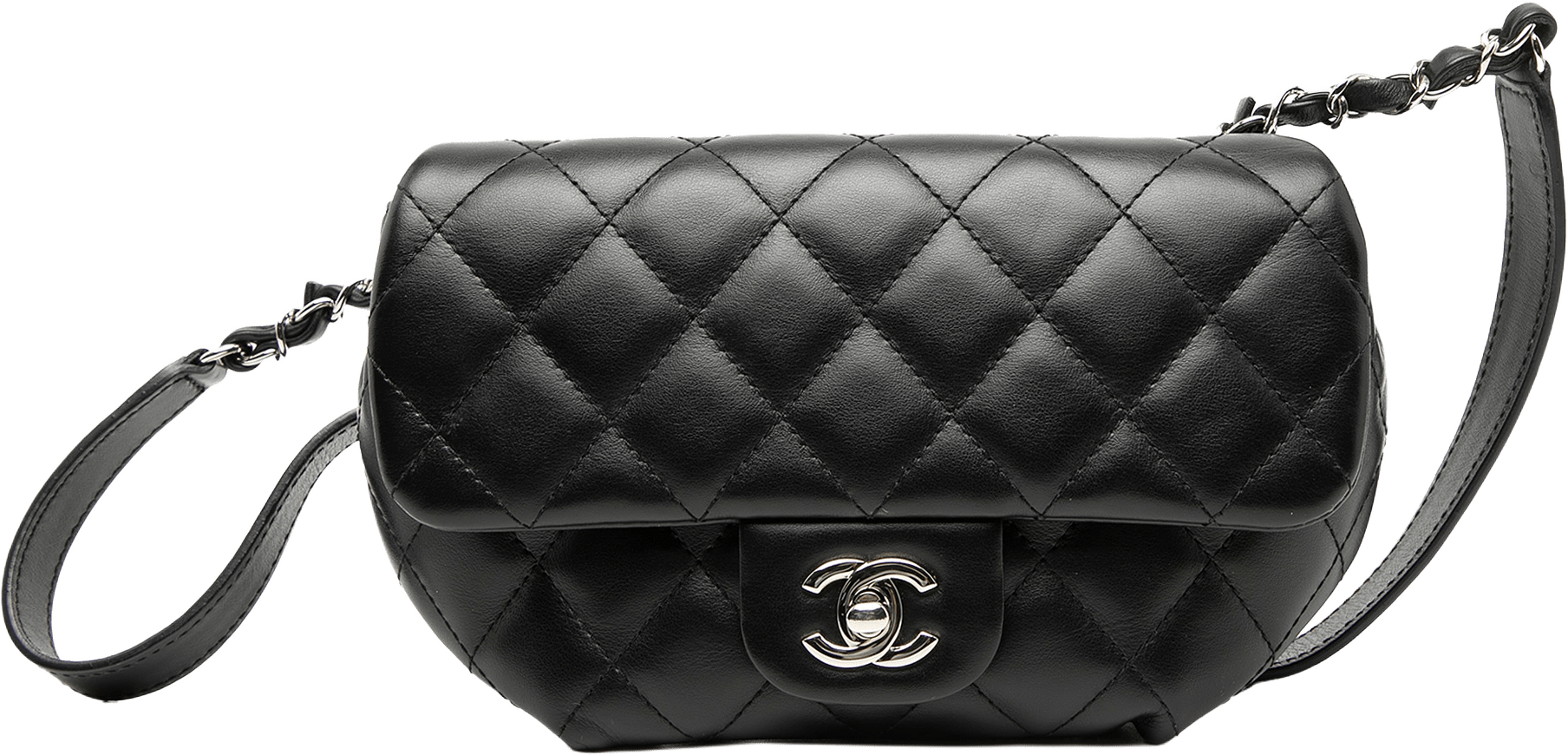 Chanel Cc Quilted Calfskin Uniform Flap Belt Bag, från Luxclusif, i färgen black.
