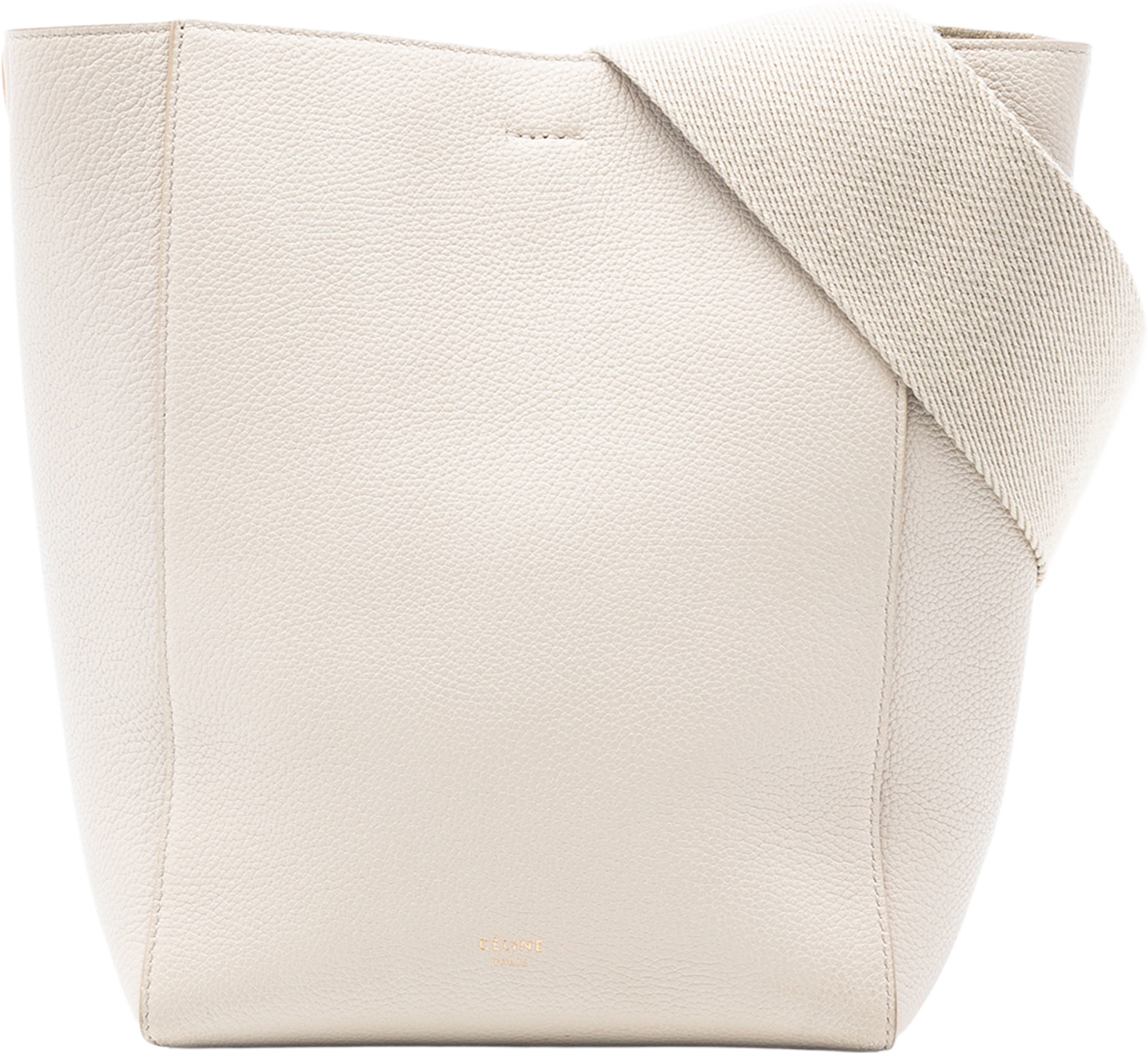 Celine Small Soft Grained Calfskin Seau Sangle Bucket Bag, från Luxclusif, i färgen light beige.