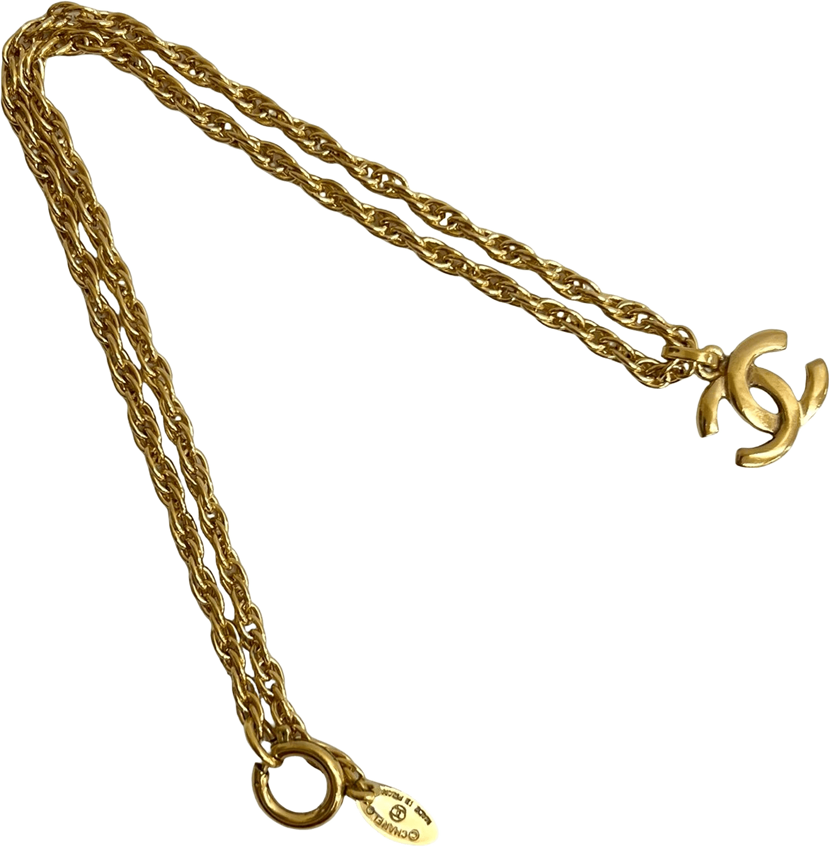 Chanel Cc Gold Plated Pendant Necklace, från Luxclusif, i färgen gold.