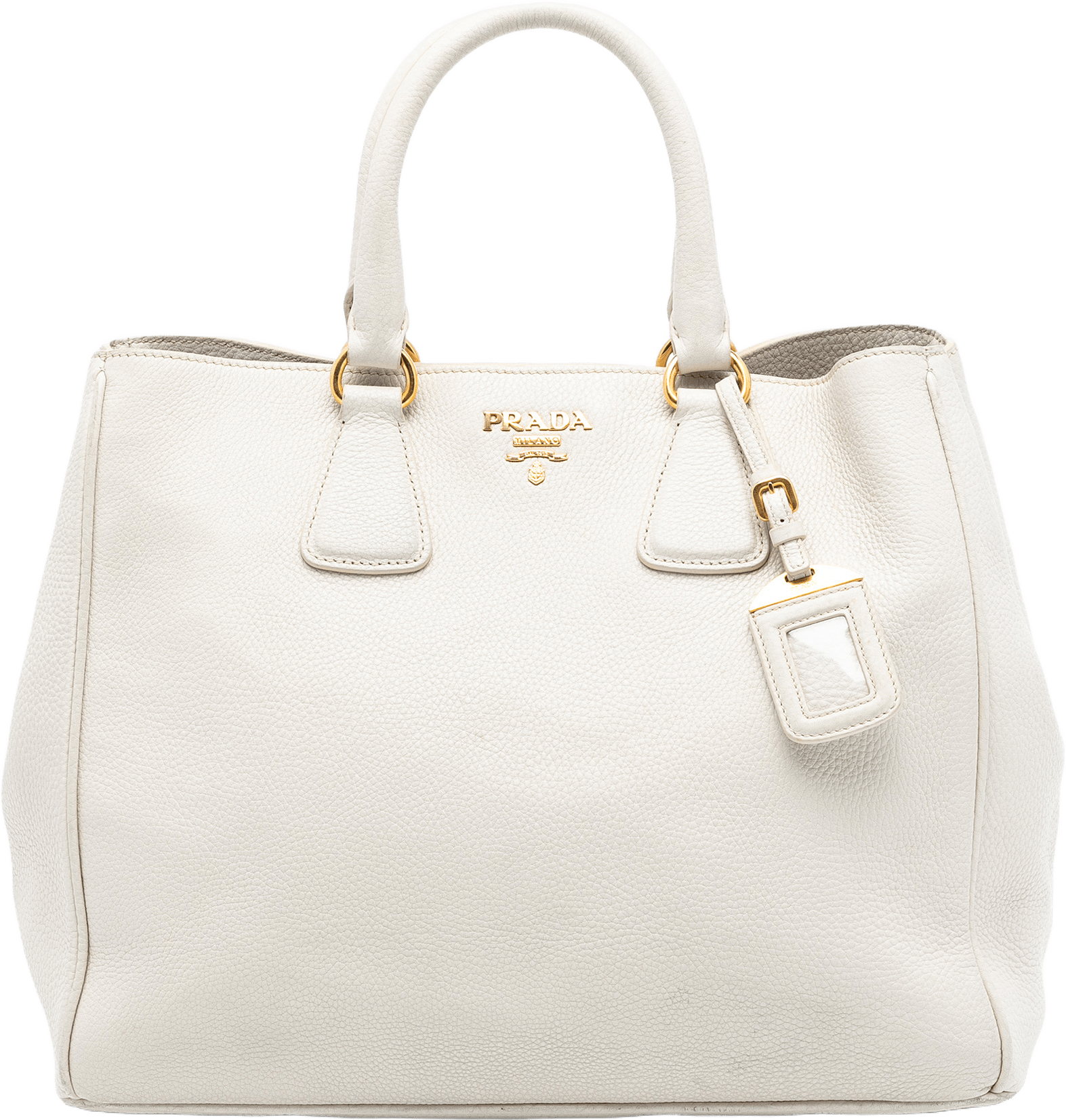 Prada Vitello Daino Open Convertible Tote, från Luxclusif, i färgen white.