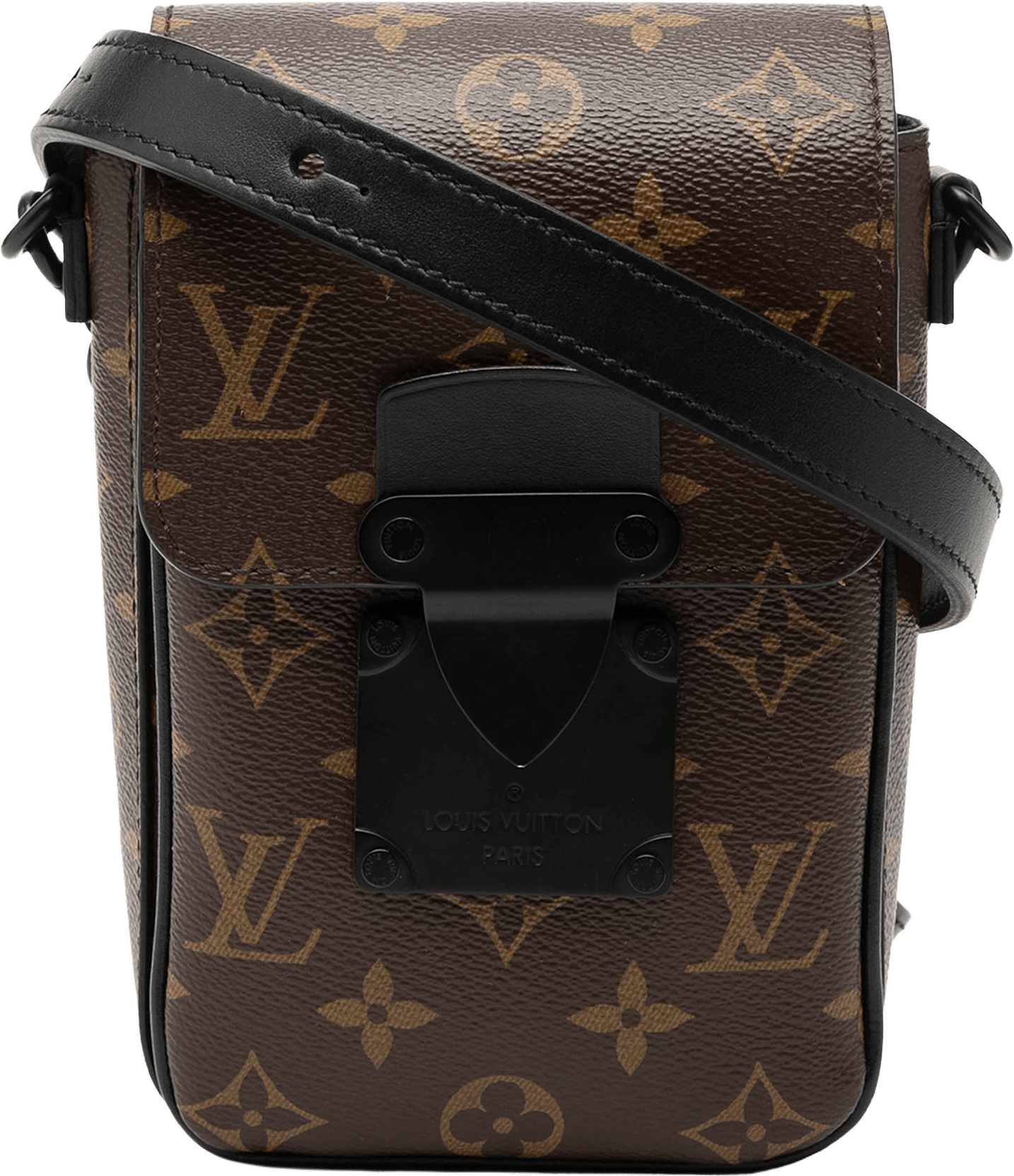 Louis Vuitton Monogram Macassar S Lock Vertical Wearable Crossbody, från Luxclusif, i färgen brown.
