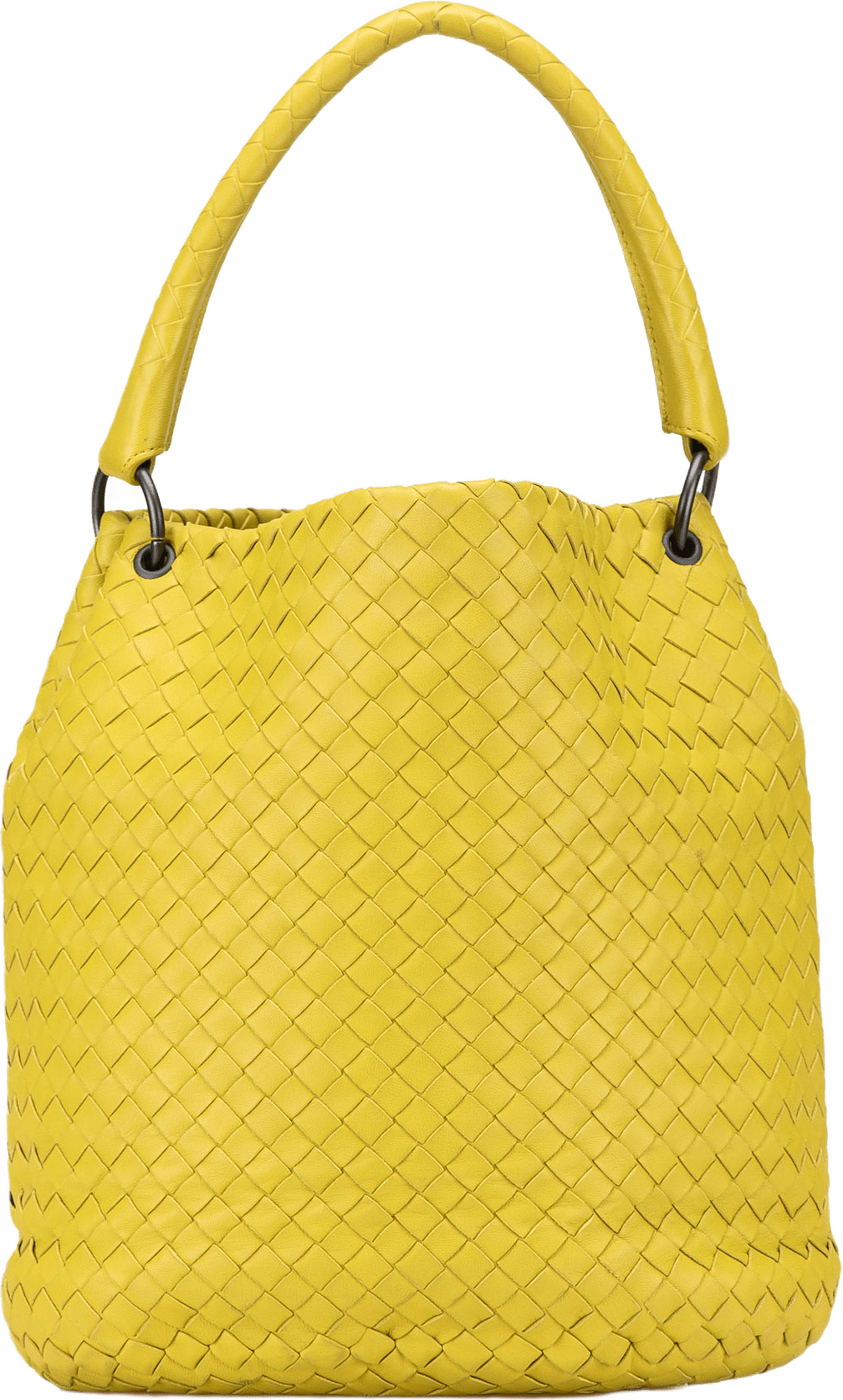 Bottega Veneta Nappa Intrecciato Bucket Bag, från Luxclusif, i färgen yellow.