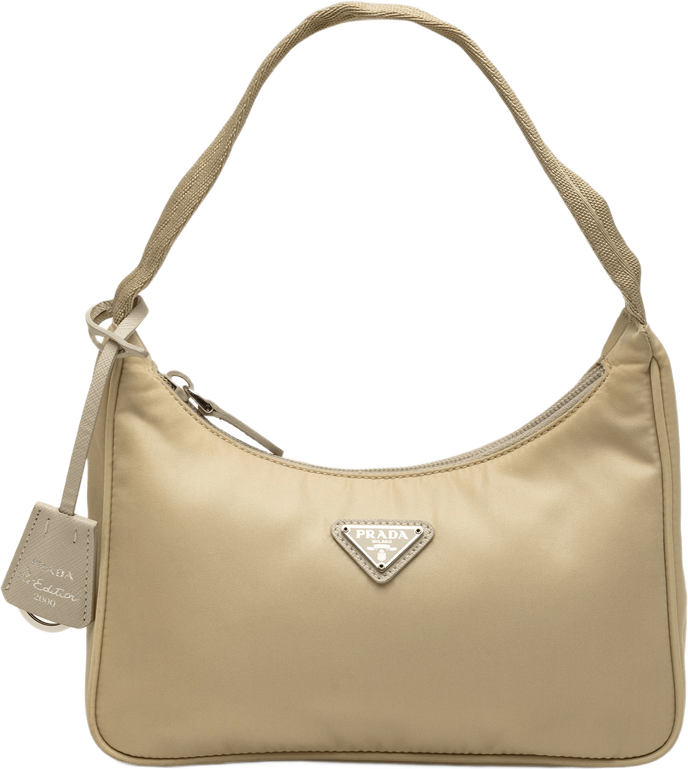 Prada Mini Tessuto Re Edition 2000 Shoulder Bag, från Luxclusif, i färgen beige.