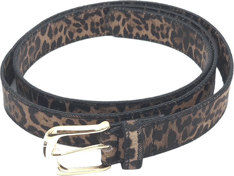 Bälte Animalprint 2,8cm Med Guldspänne, från Complement, i färgen brown.