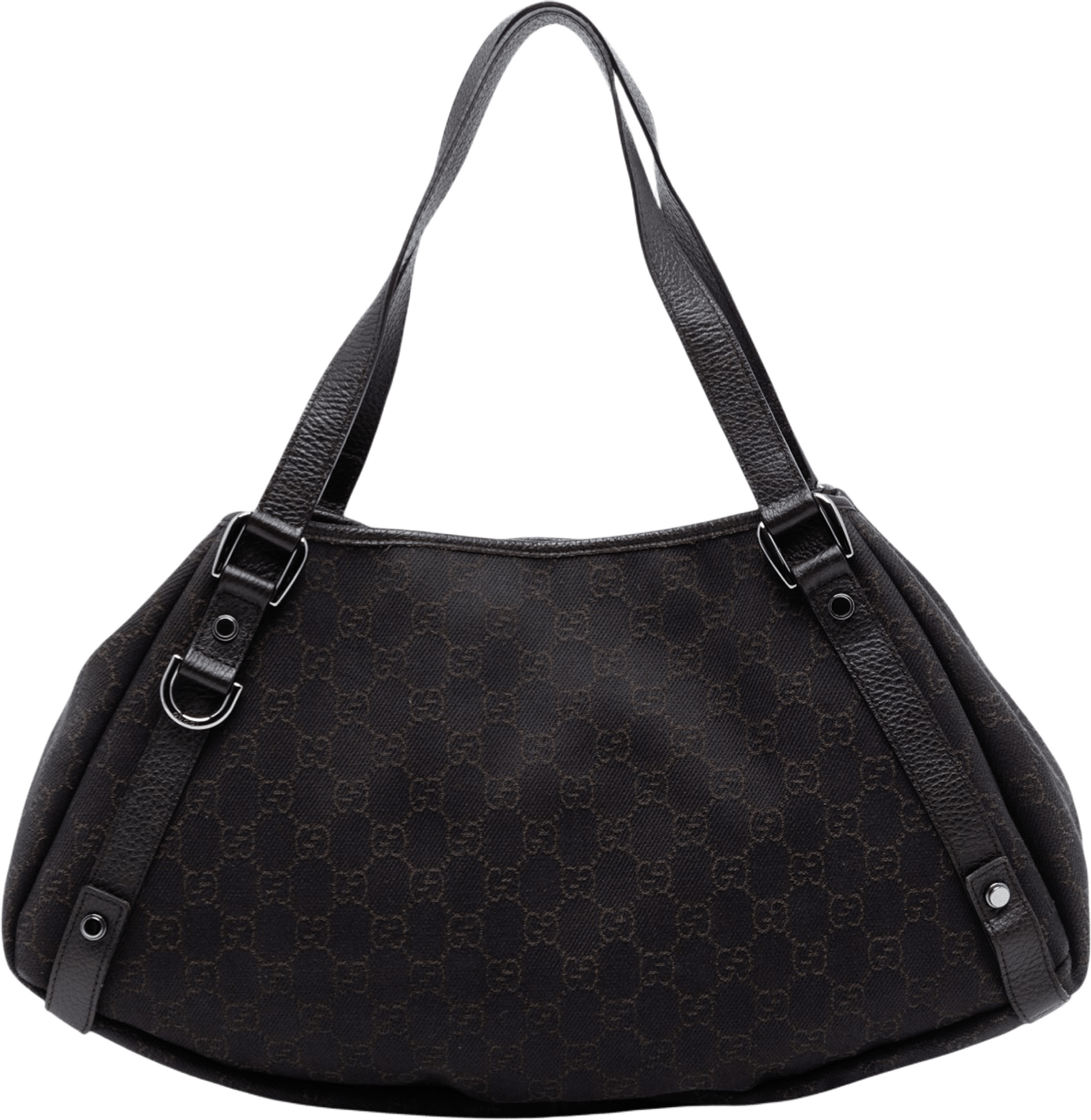 Gucci Gg Denim Abbey D Ring Tote, från Luxclusif, i färgen dark brown.