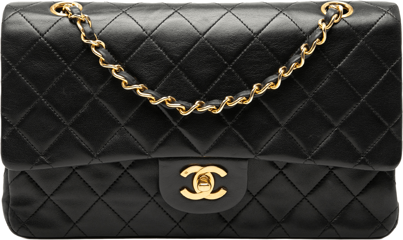Chanel Medium Classic Lambskin Double Flap, från Luxclusif, i färgen black.