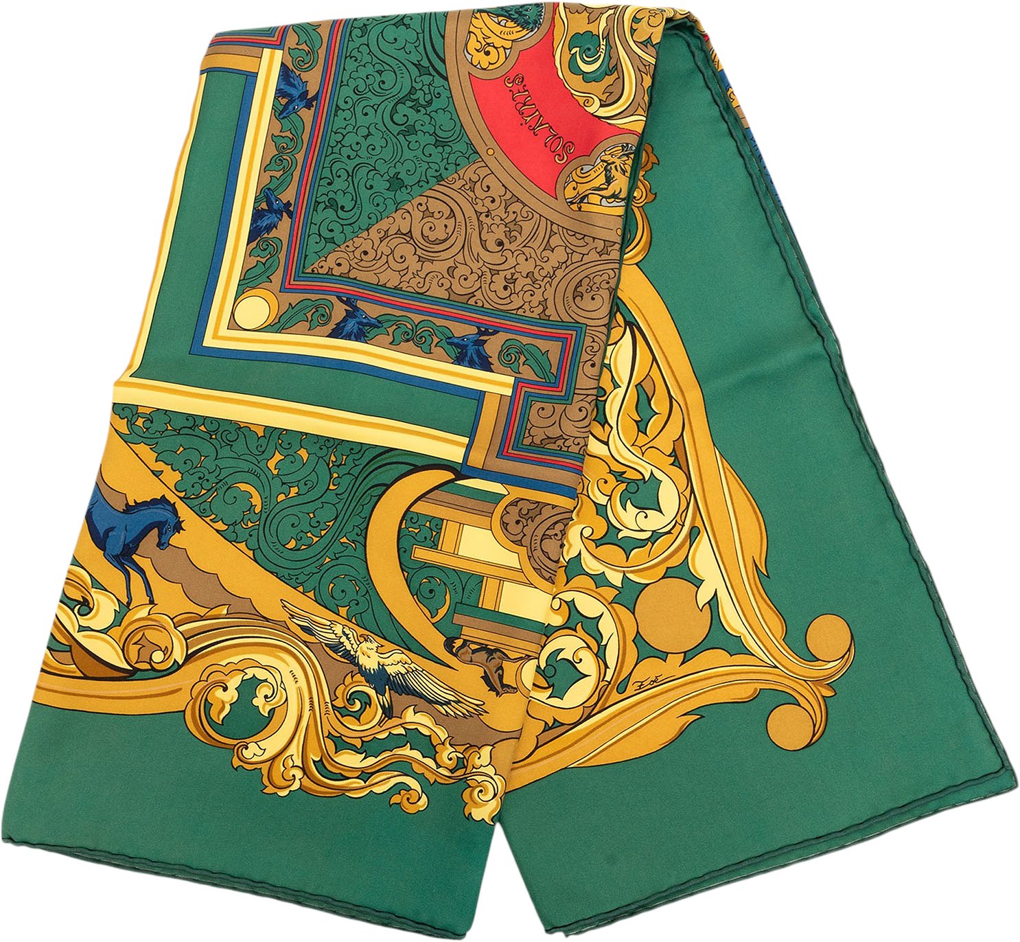 Hermès Animaux Solaires Silk Scarf 90, från Luxclusif, i färgen green.