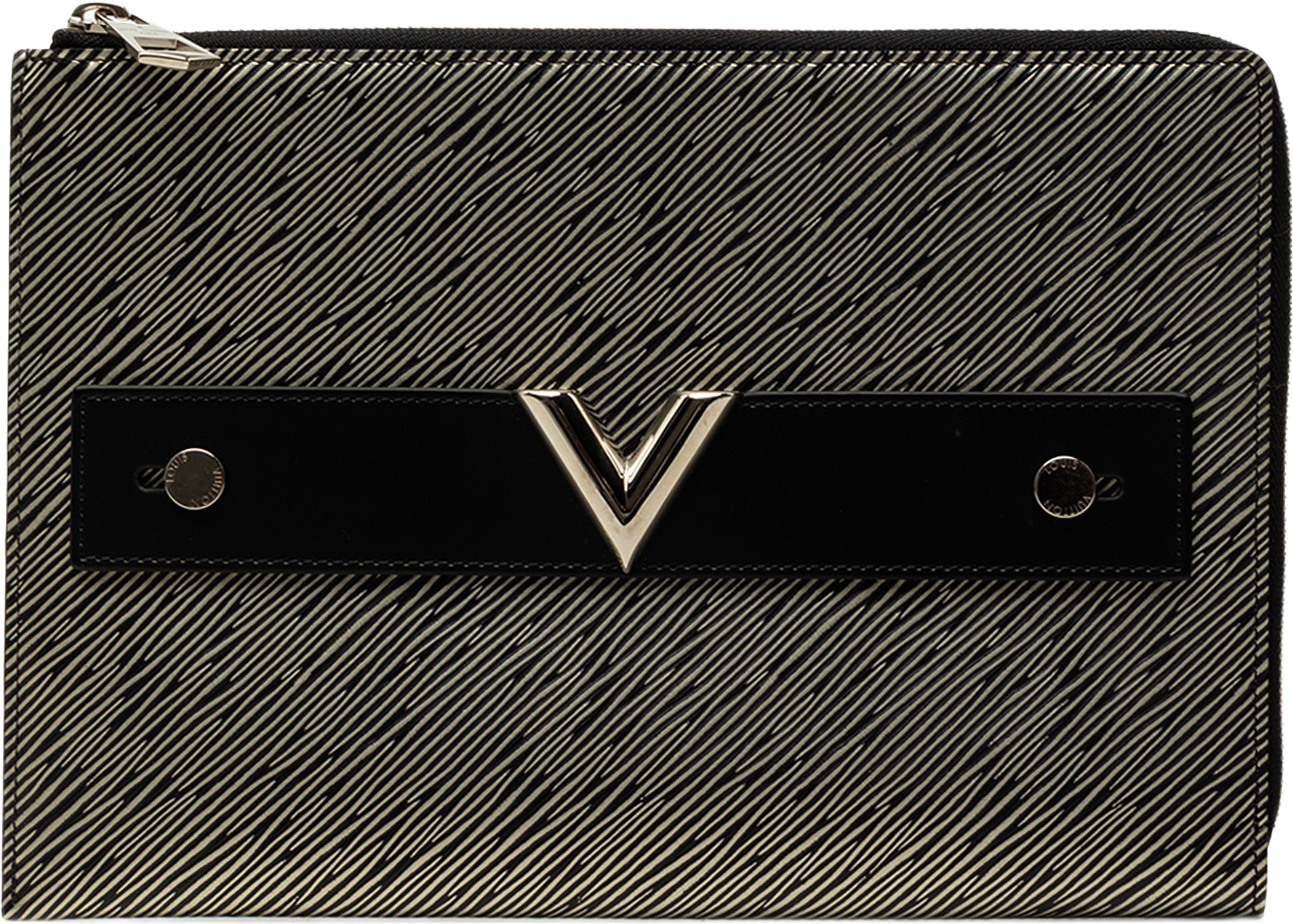 Louis Vuitton Epi Essential V Pochette, från Luxclusif, i färgen silver.