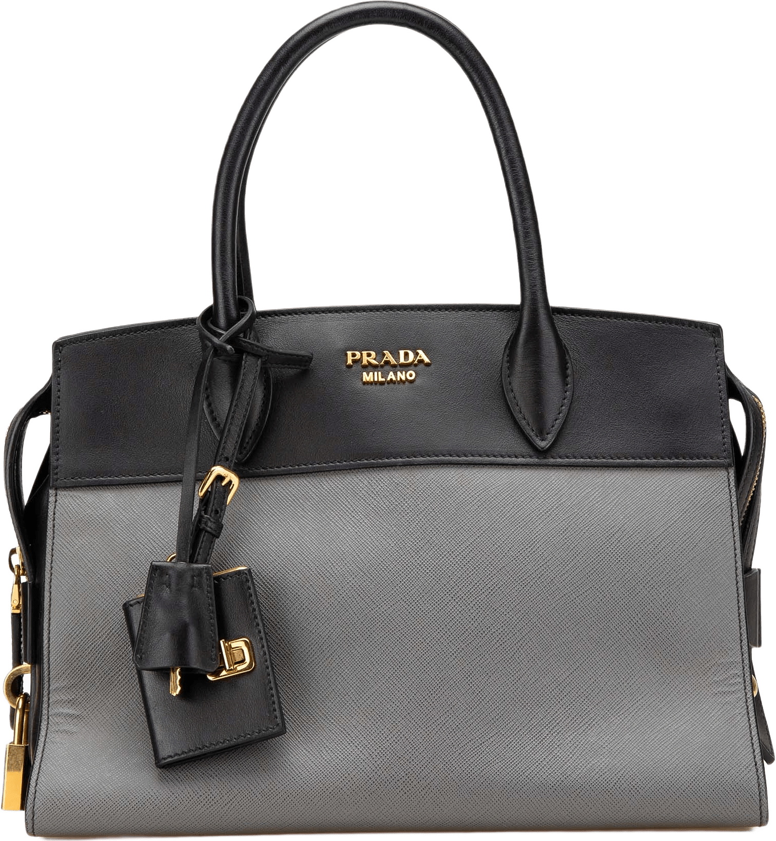 Prada Saffiano And City Calf Esplanade Bag, från Luxclusif, i färgen gray.