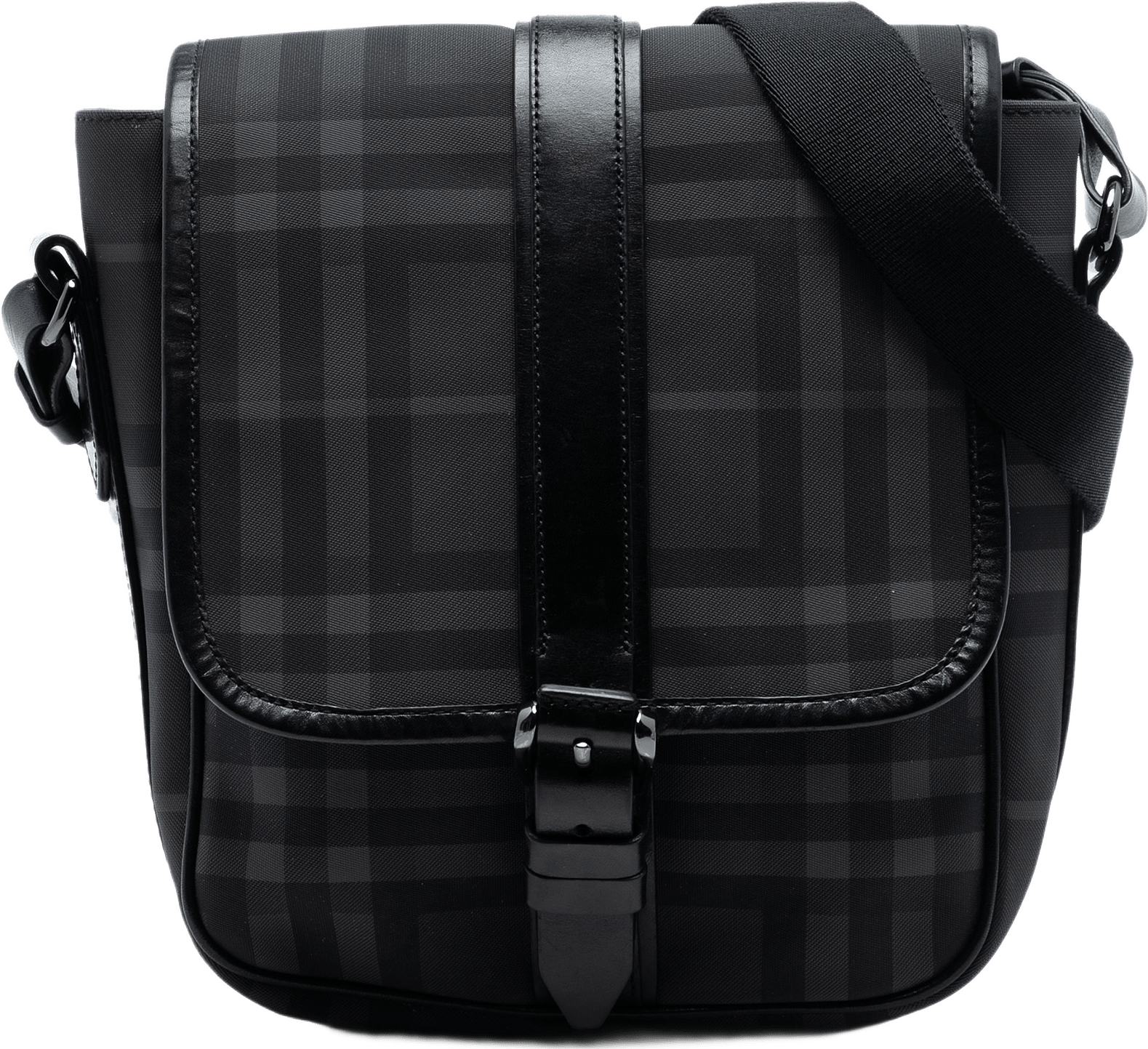 Burberry Smoke Check Coated Canvas Crossbody, från Luxclusif, i färgen grå.