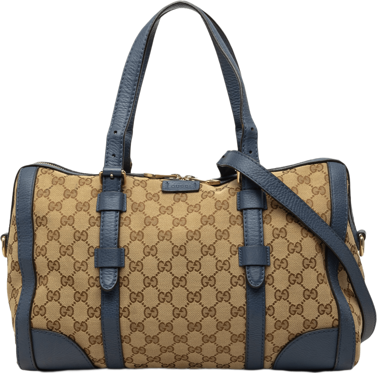 Gucci Medium Gg Canvas Belted Boston Bag, från Luxclusif, i färgen beige.