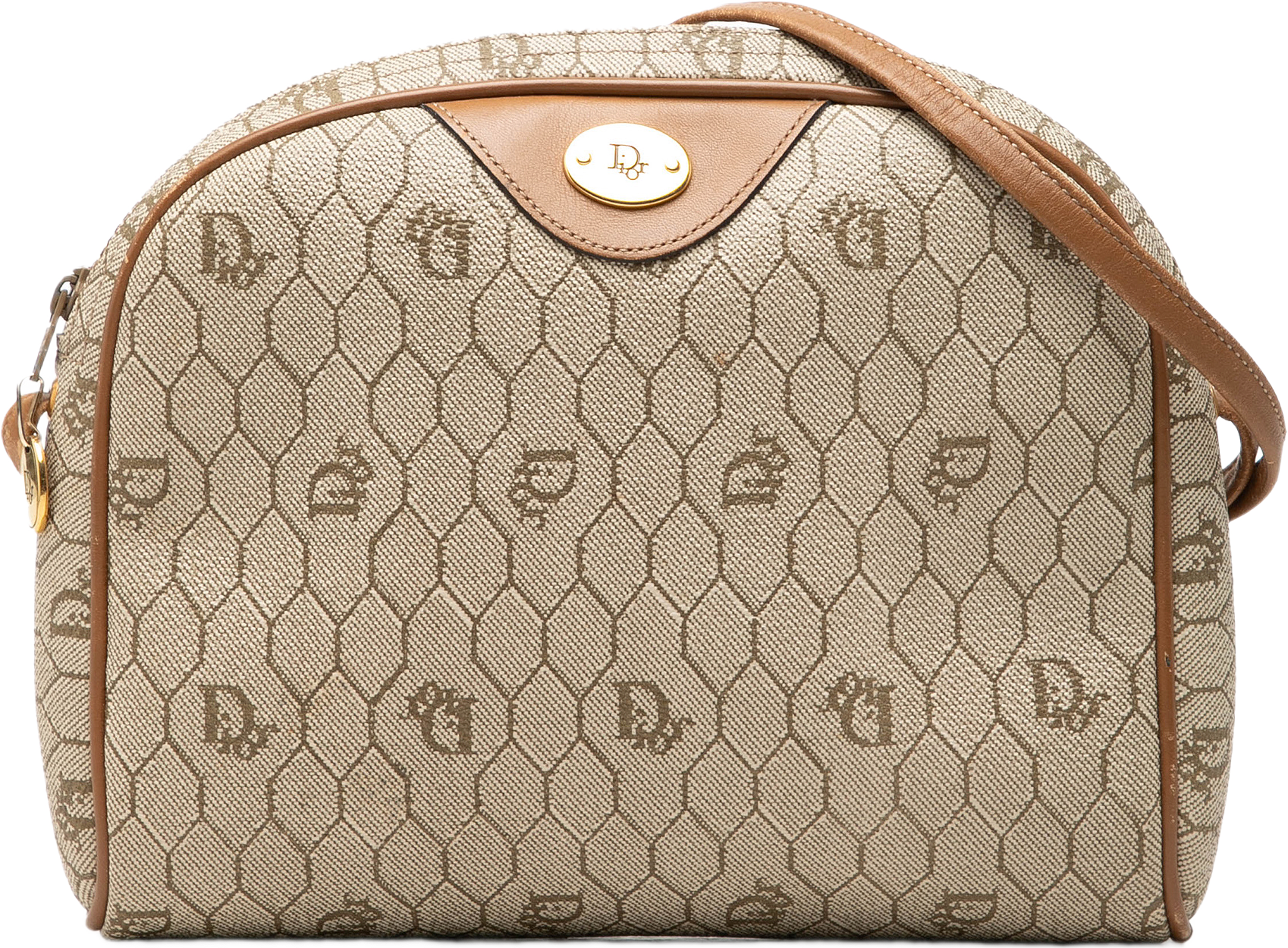 Dior Honeycomb Coated Canvas Crossbody, från Luxclusif, i färgen beige.