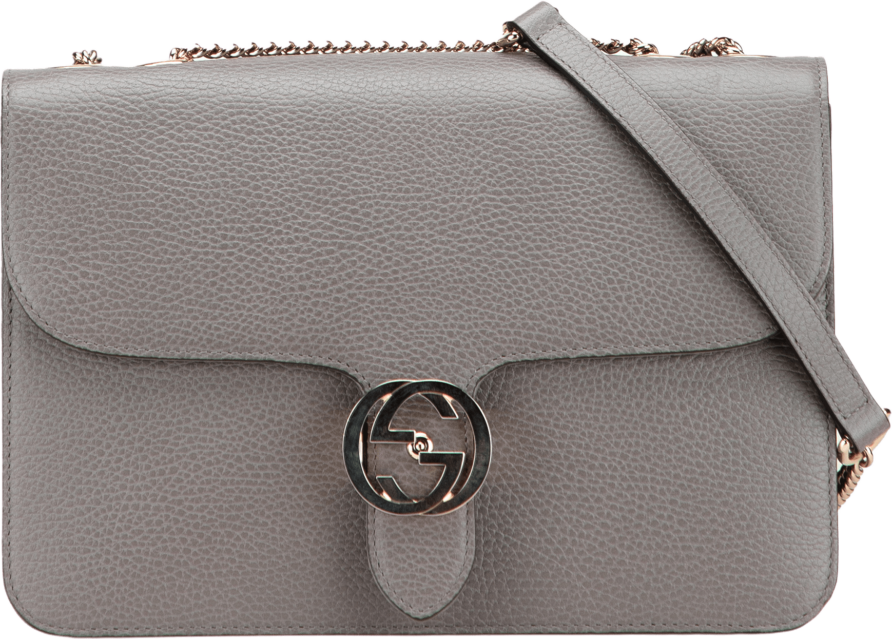 Gucci Medium Dollar Calfskin Interlocking G Crossbody, från Luxclusif, i färgen gray.