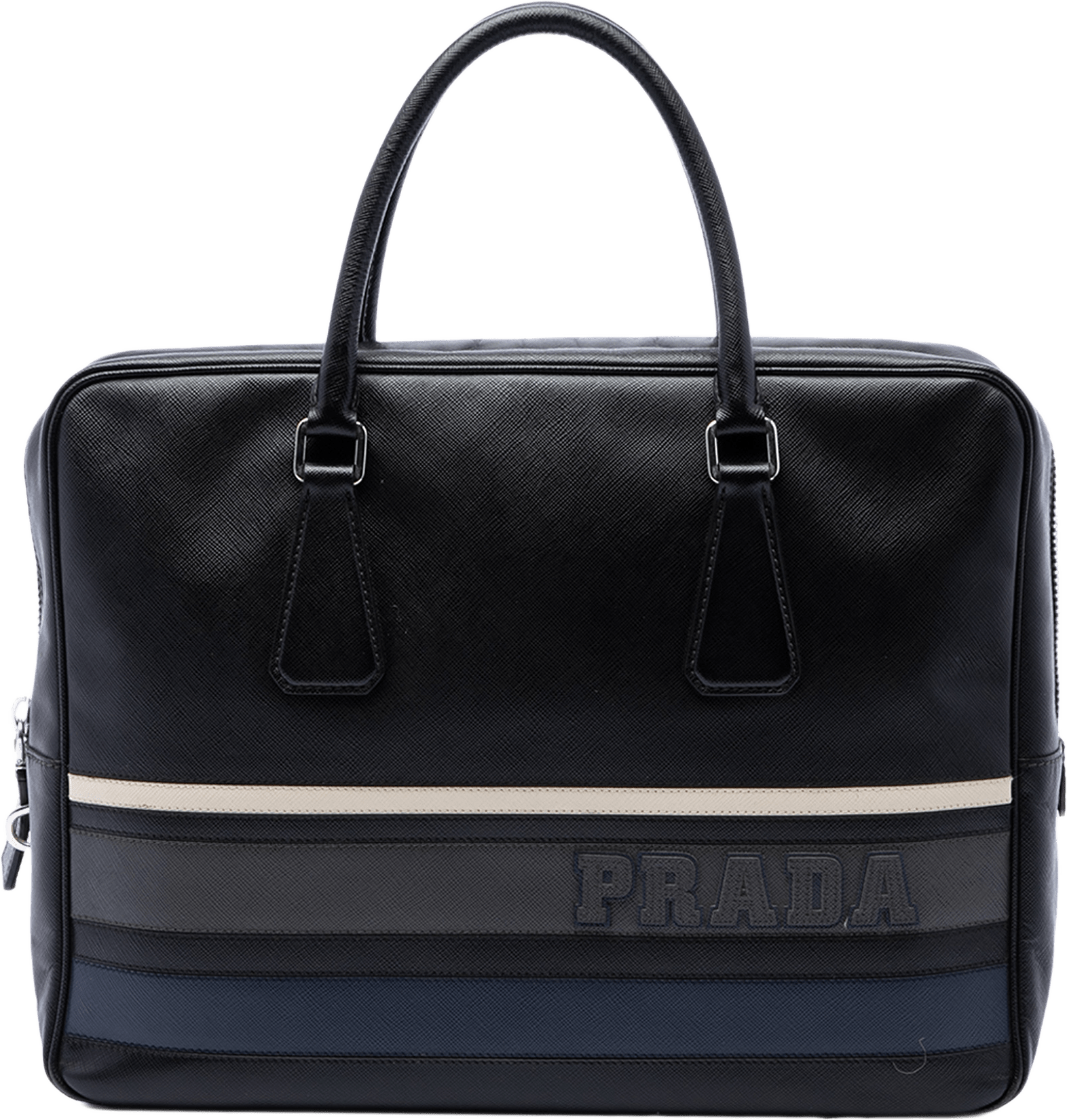 Prada Saffiano Lux Letterman Briefcase, från Luxclusif, i färgen svart.