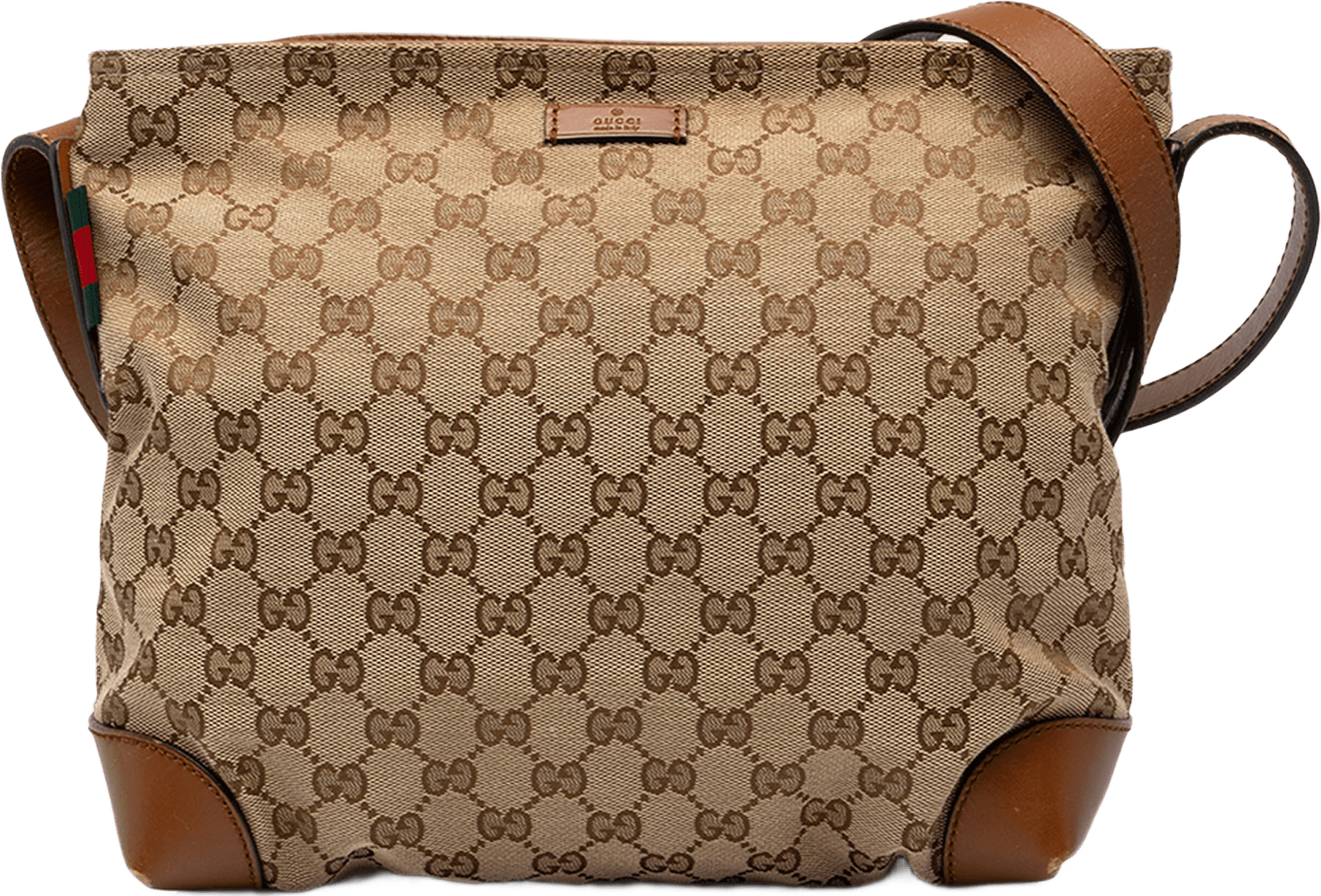 Gucci Gg Canvas Web Crossbody, från Luxclusif, i färgen beige.