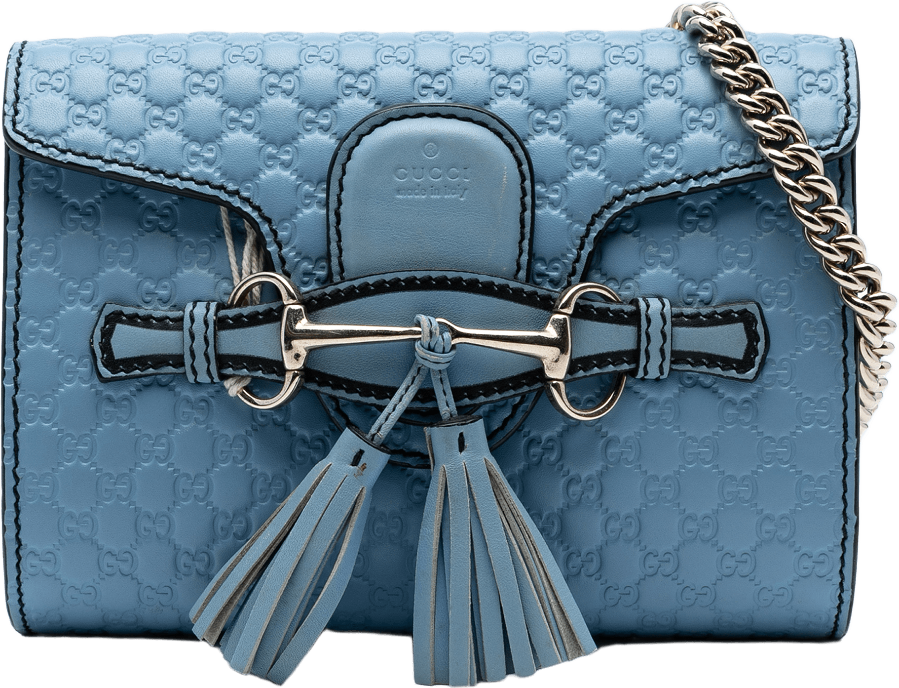 Gucci Mini Microguccissima Emily Crossbody, från Luxclusif, i färgen light blue.