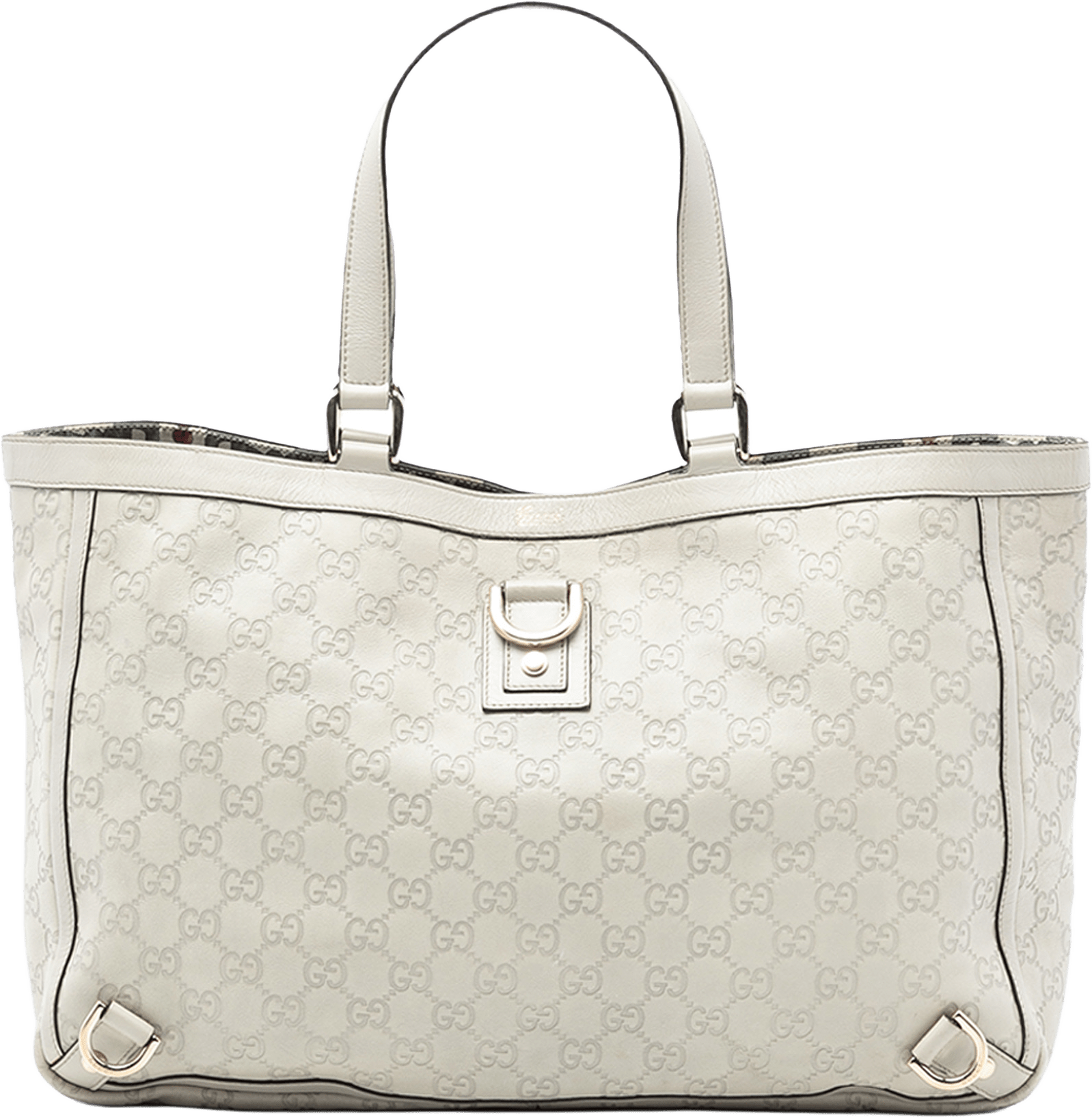 Gucci Guccissima Abbey D Ring Tote, från Luxclusif, i färgen ivory.
