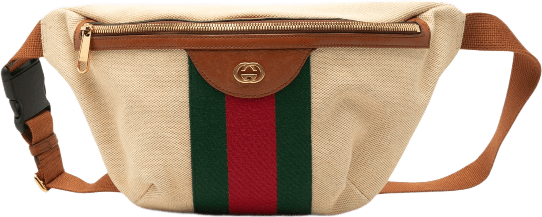 Gucci Canvas Web Belt Bag, från Luxclusif, i färgen beige.