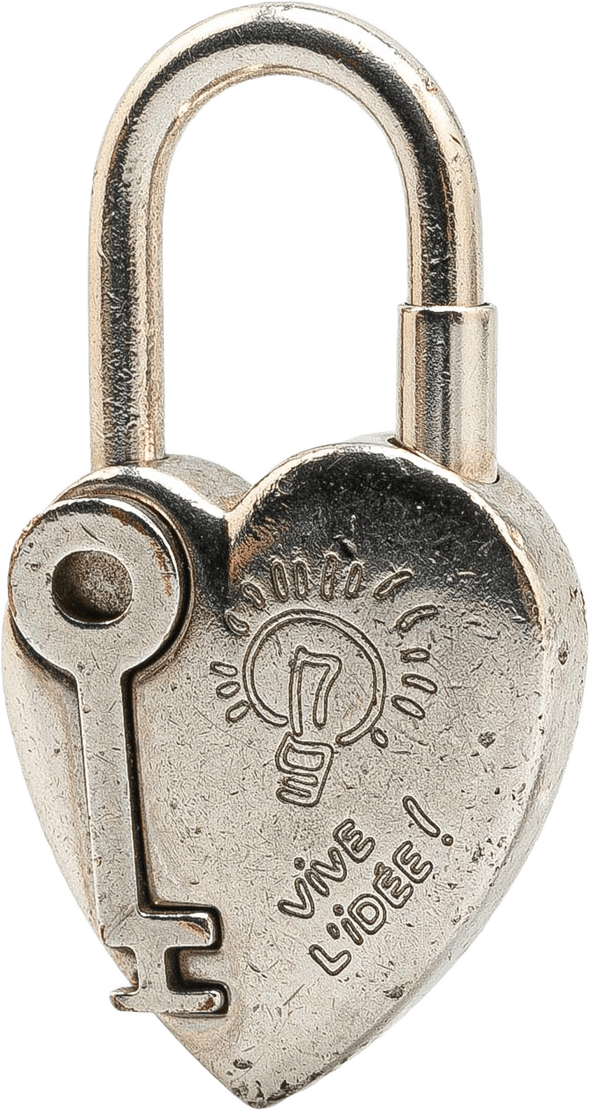 Hermès Palladium Plated Annee De La Fantaisie Heart Cadena Lock Charm, från Luxclusif, i färgen silver.