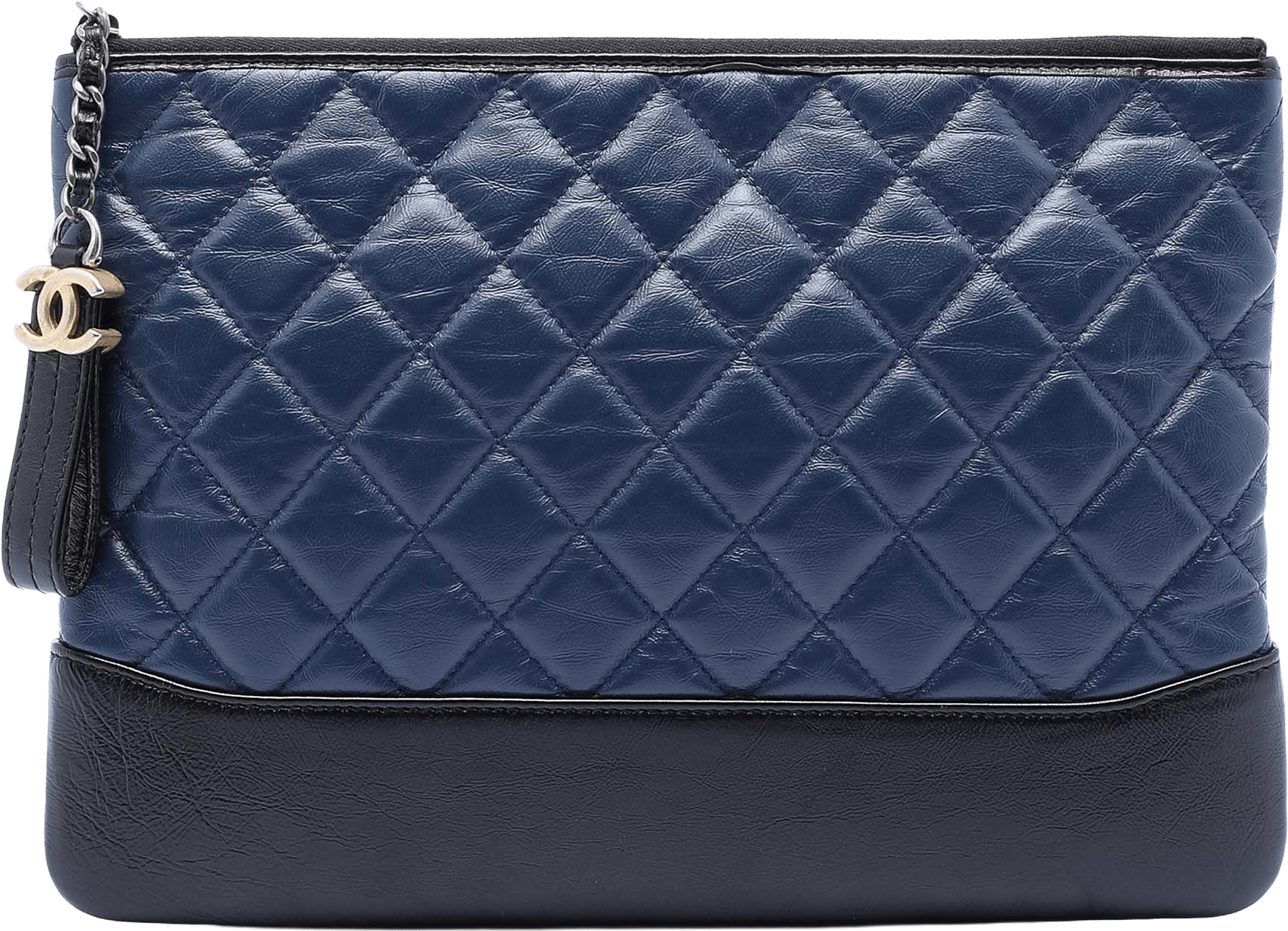 Chanel Medium Aged Calfskin Gabrielle O Case Clutch, från Luxclusif, i färgen dark blue.
