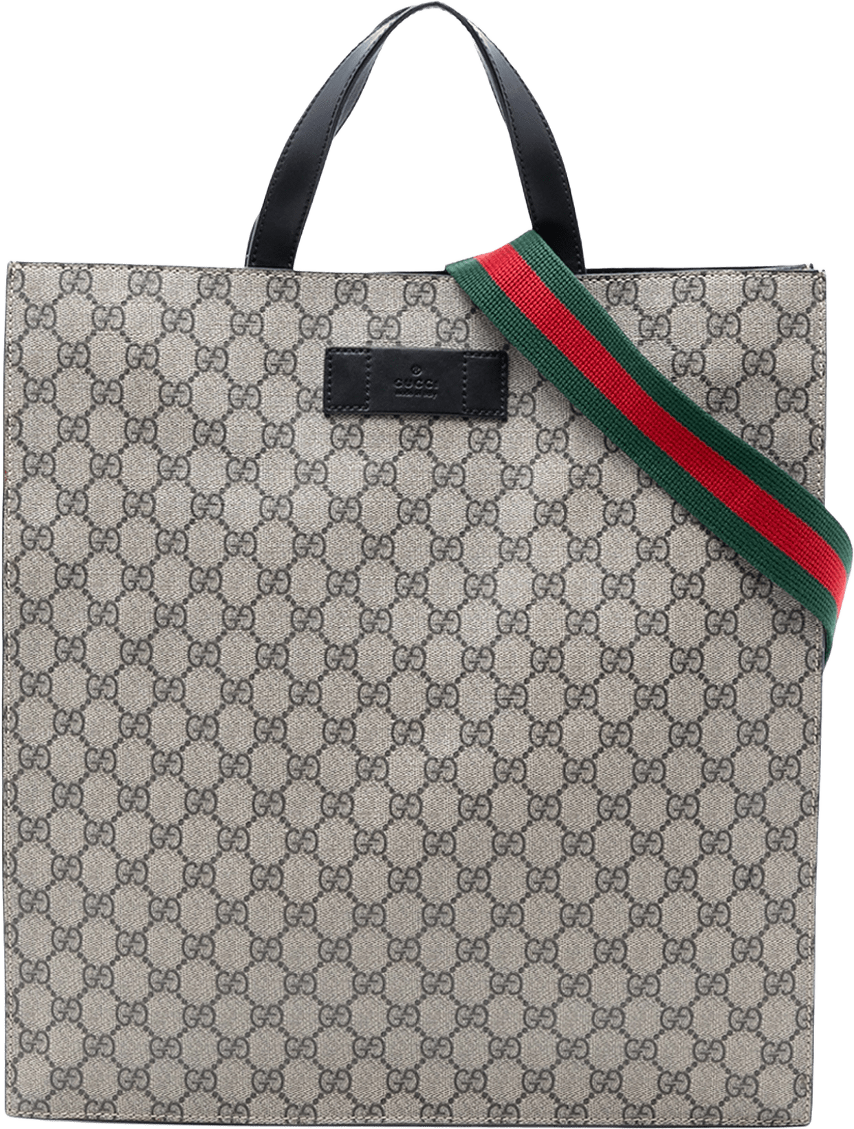 Gucci Gg Supreme Web Vertical Satchel, från Luxclusif, i färgen beige.