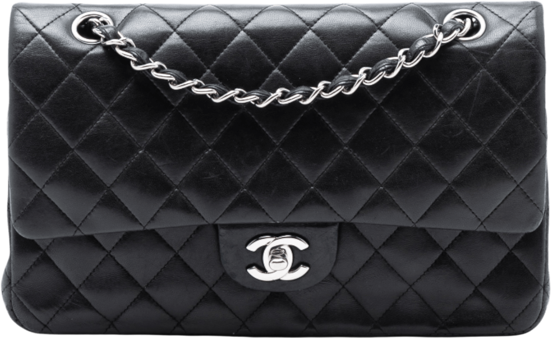 Chanel Medium Classic Lambskin Double Flap, från Luxclusif, i färgen black.