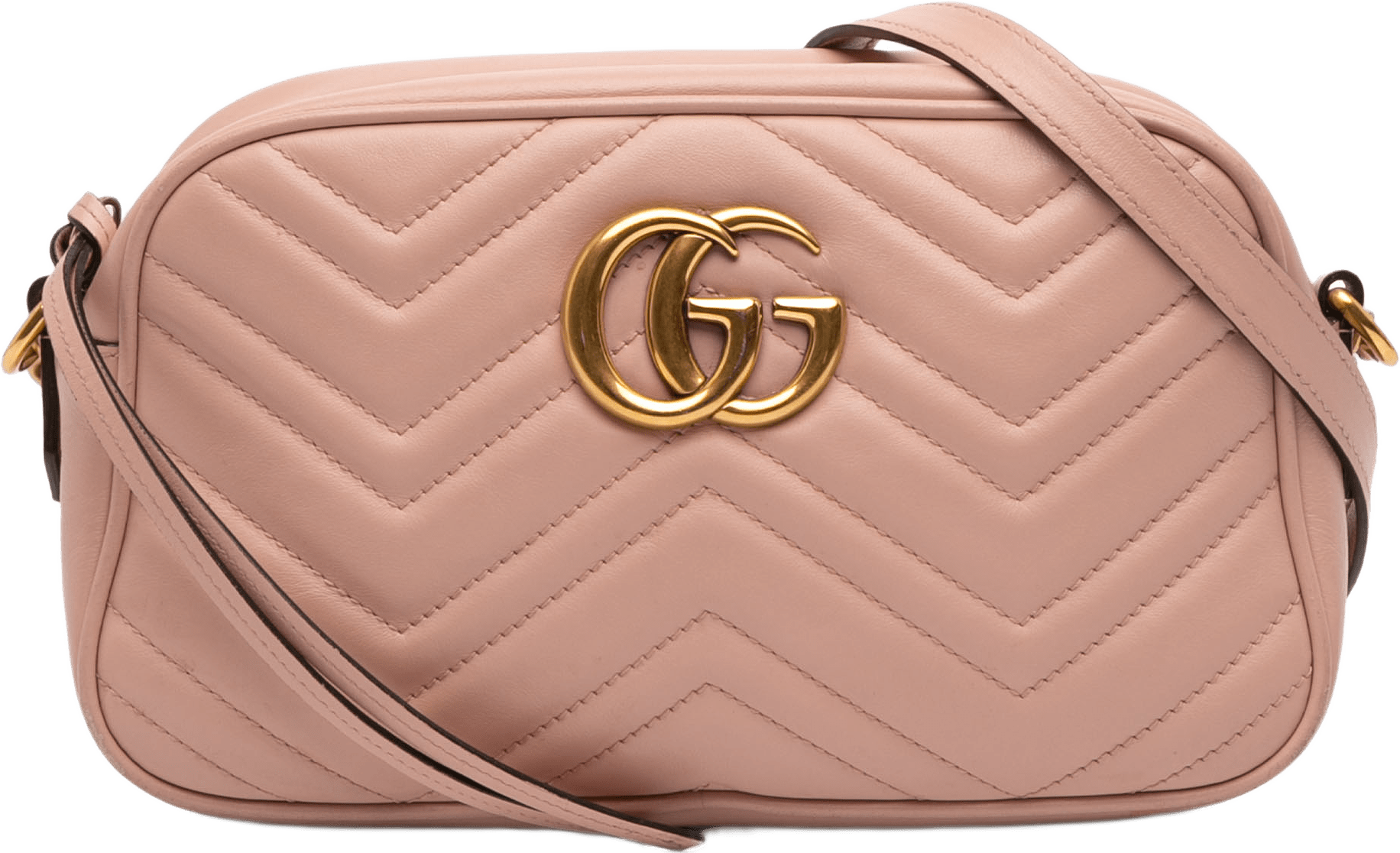 Gucci Small Gg Marmont Matelasse Leather Crossbody, från Luxclusif, i färgen pink.