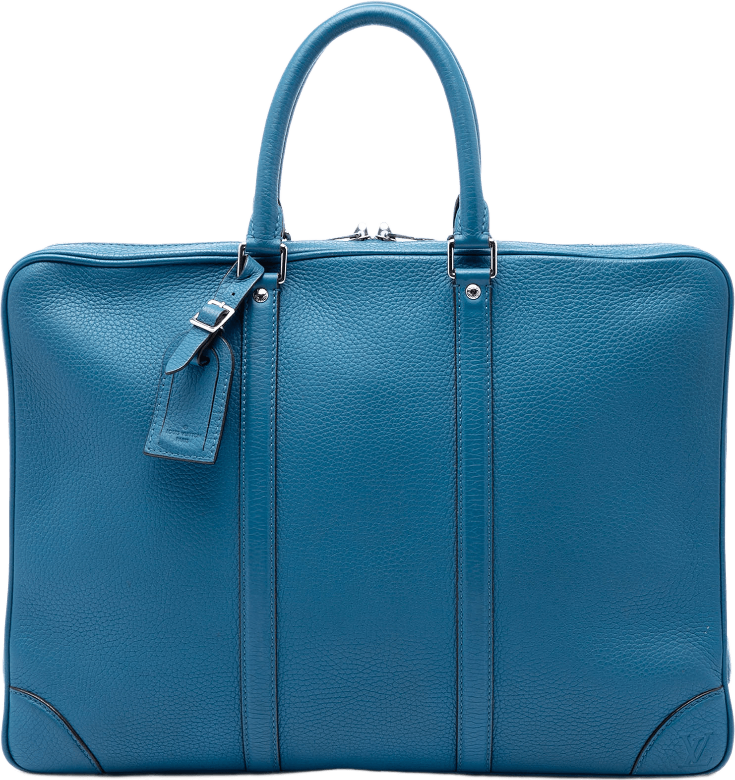 Louis Vuitton Taurillon Porte Documents Voyage, från Luxclusif, i färgen blå.