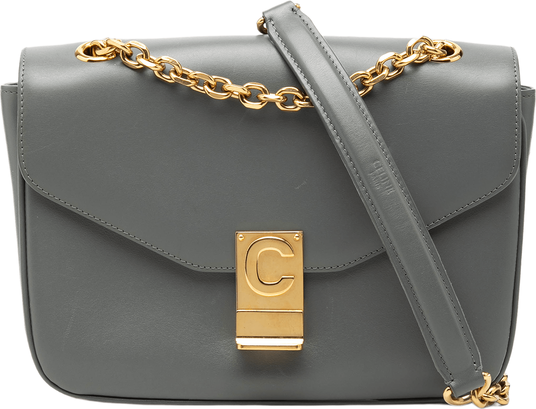 Celine Medium Calfskin C Crossbody, från Luxclusif, i färgen gray.