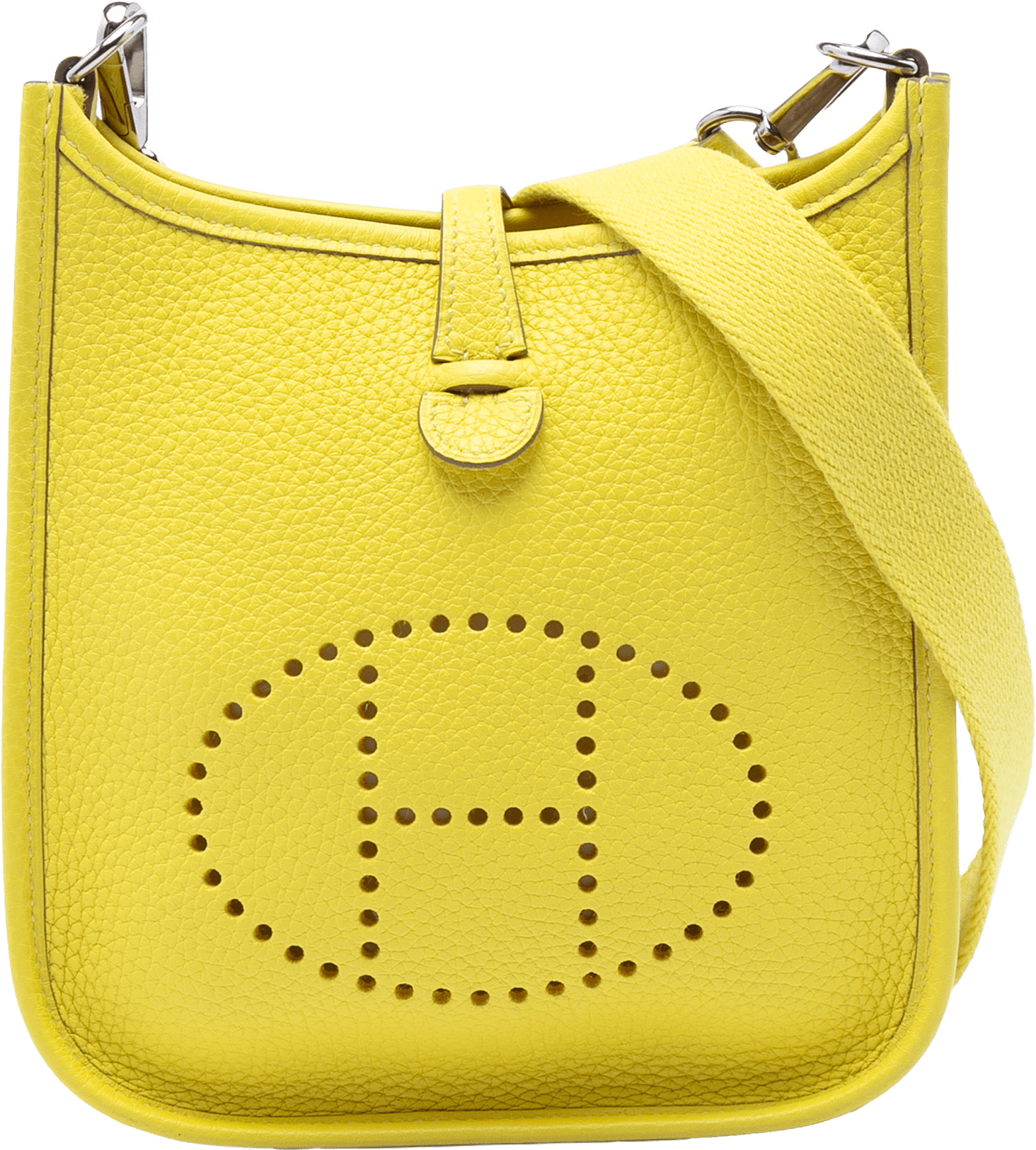 Hermès Clemence Evelyne I Tpm, från Luxclusif, i färgen neon yellow.