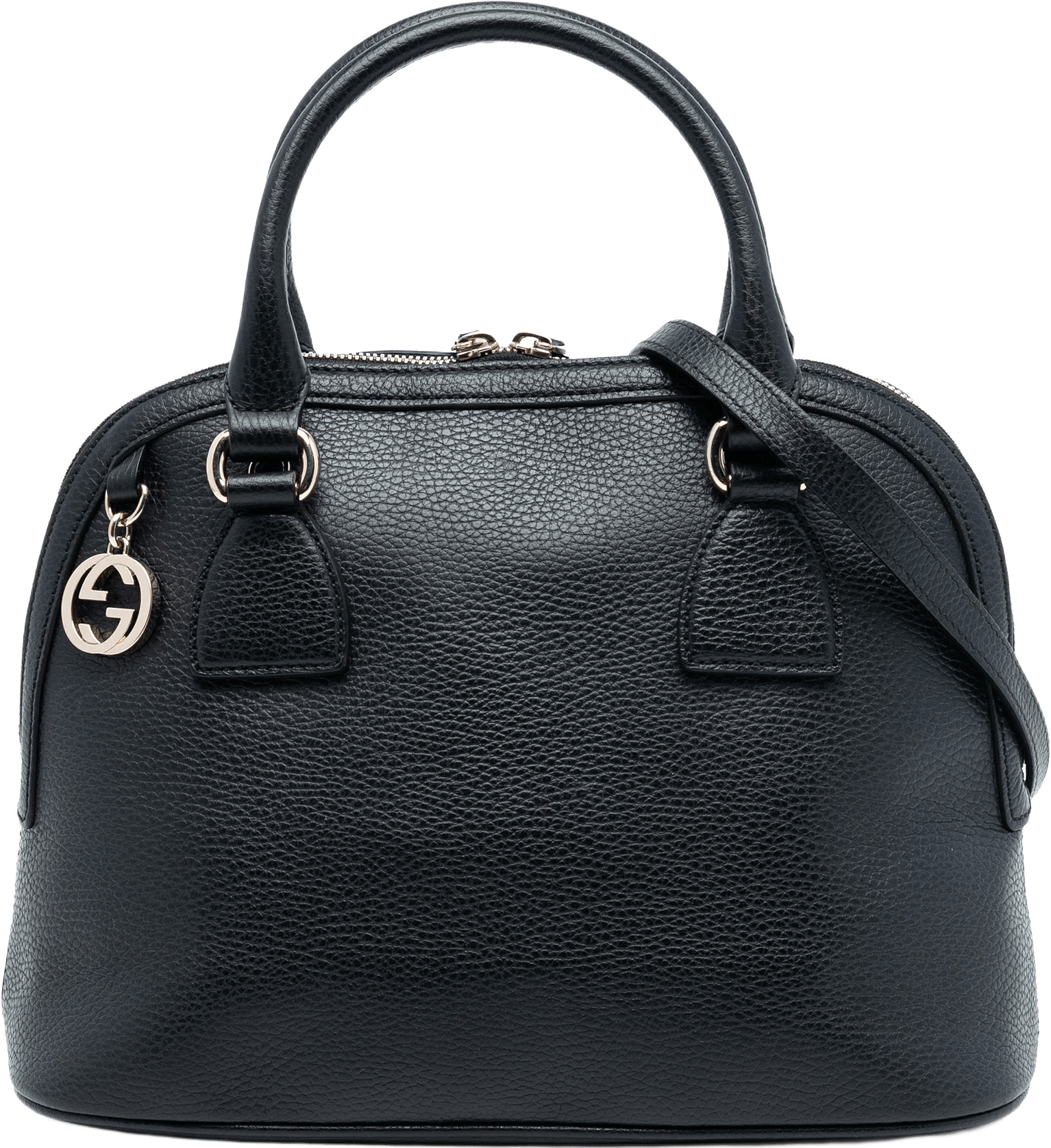 Gucci Small Dollar Calfskin Gg Charm Dome Satchel, från Luxclusif, i färgen black.