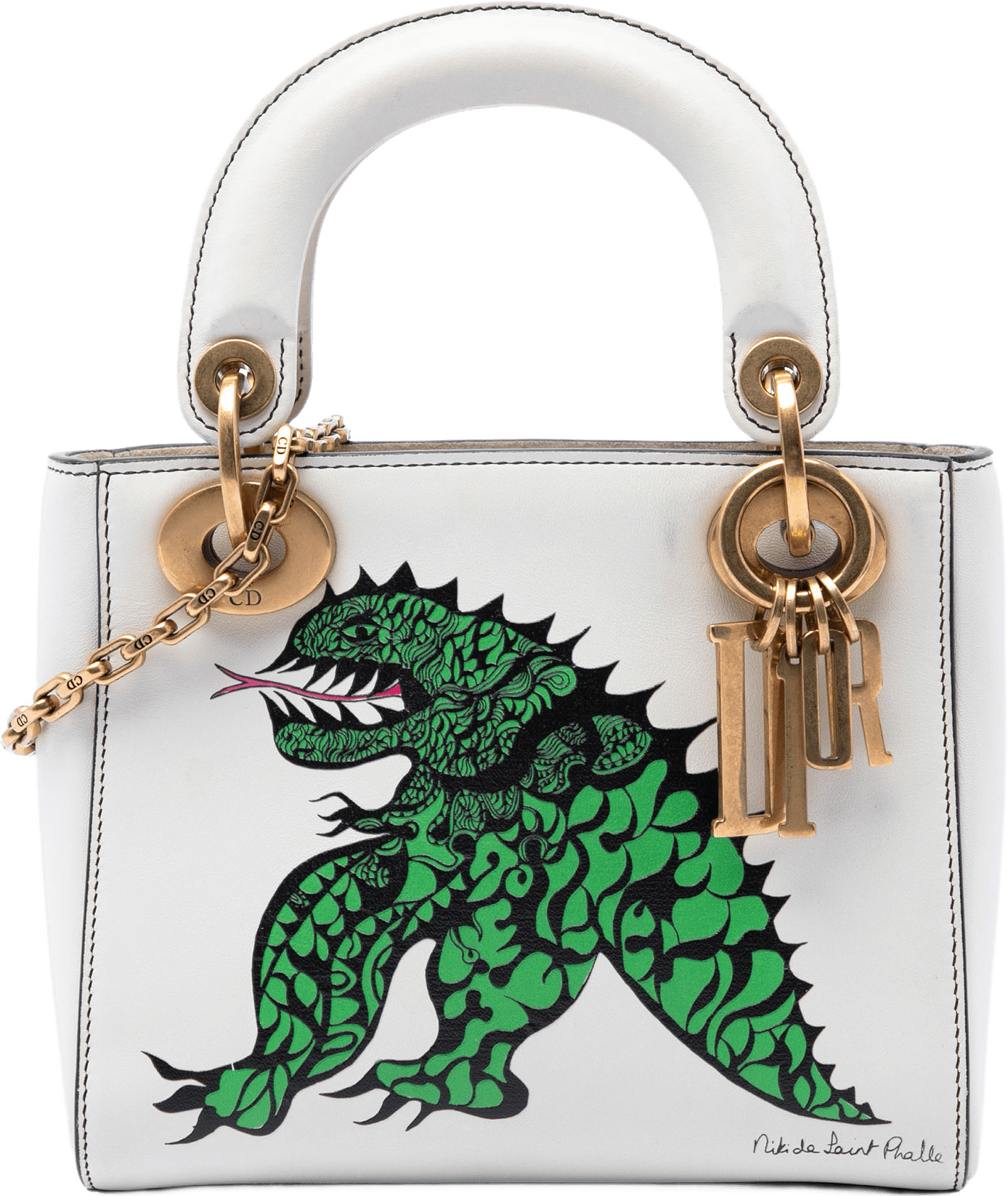 Dior Limited Edition Niki De Saint Phalle Mini Calfskin Dragon Lady Dior, från Luxclusif, i färgen vit.