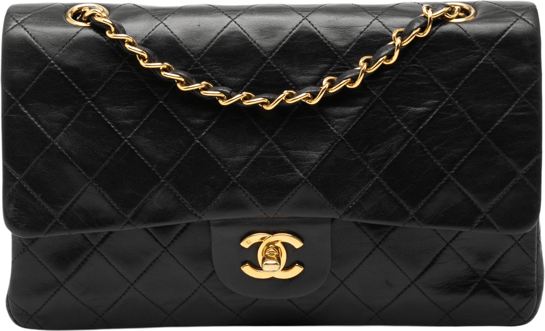 Chanel Medium Classic Lambskin Double Flap, från Luxclusif, i färgen black.