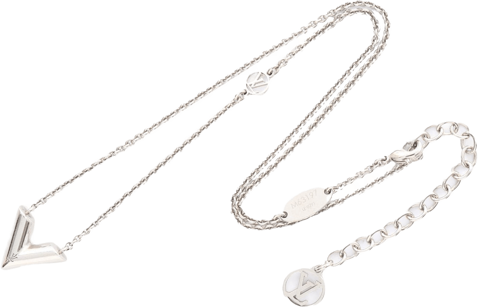 Louis Vuitton Brass Essential V Supple Necklace, från Luxclusif, i färgen silver.