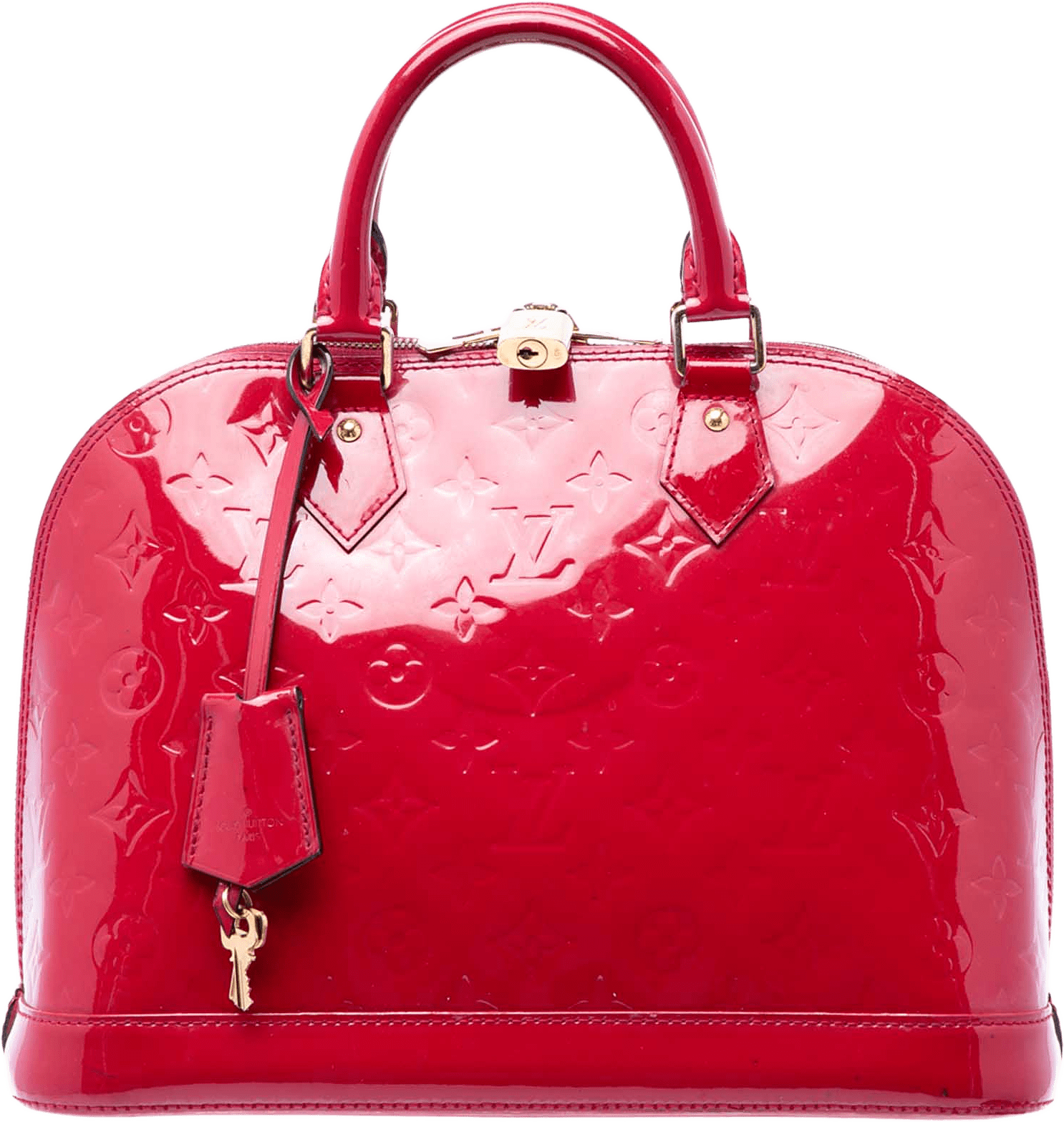 Louis Vuitton Monogram Vernis Alma Pm, från Luxclusif, i färgen röd.
