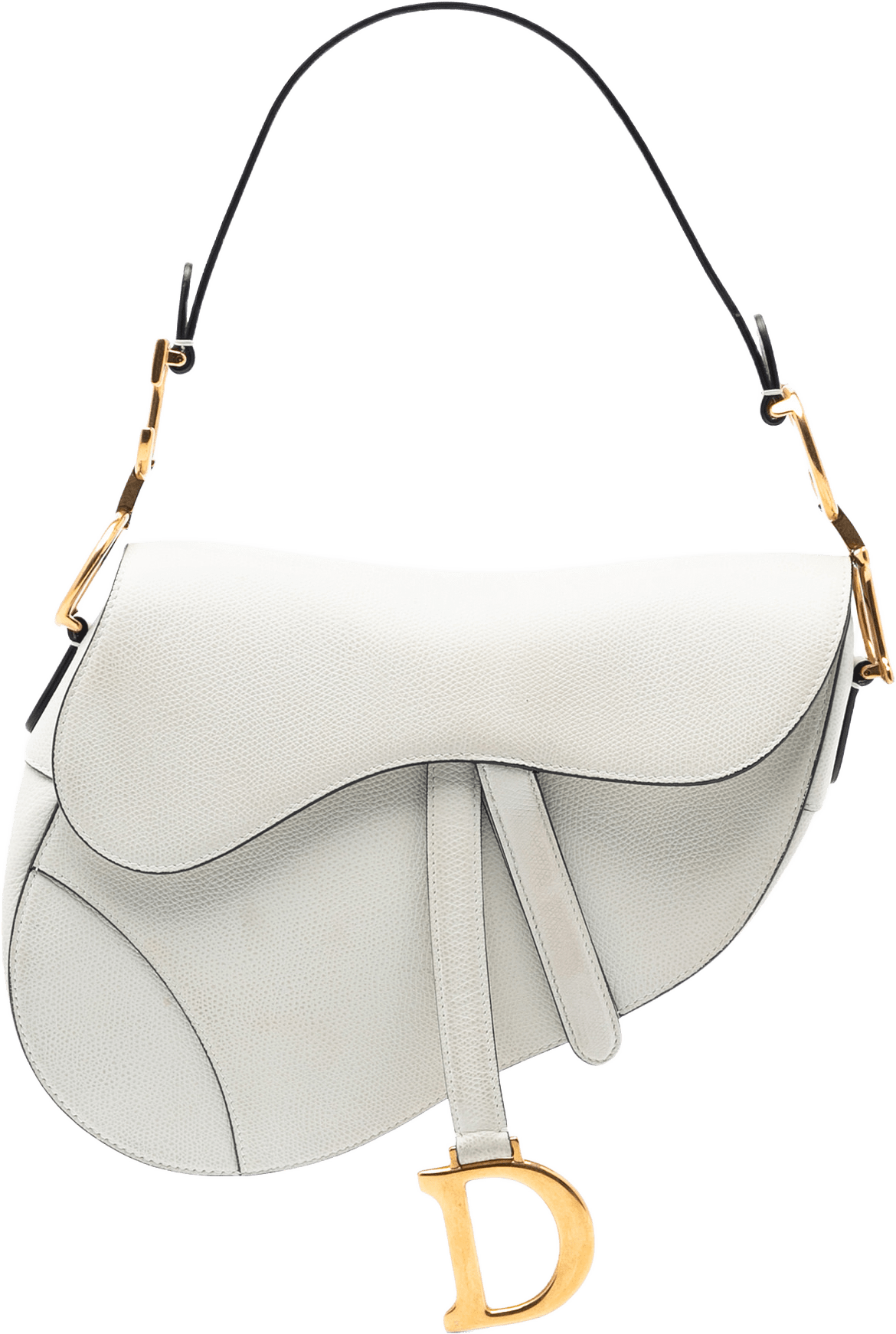 Dior Grained Calfskin Saddle Bag, från Luxclusif, i färgen white.