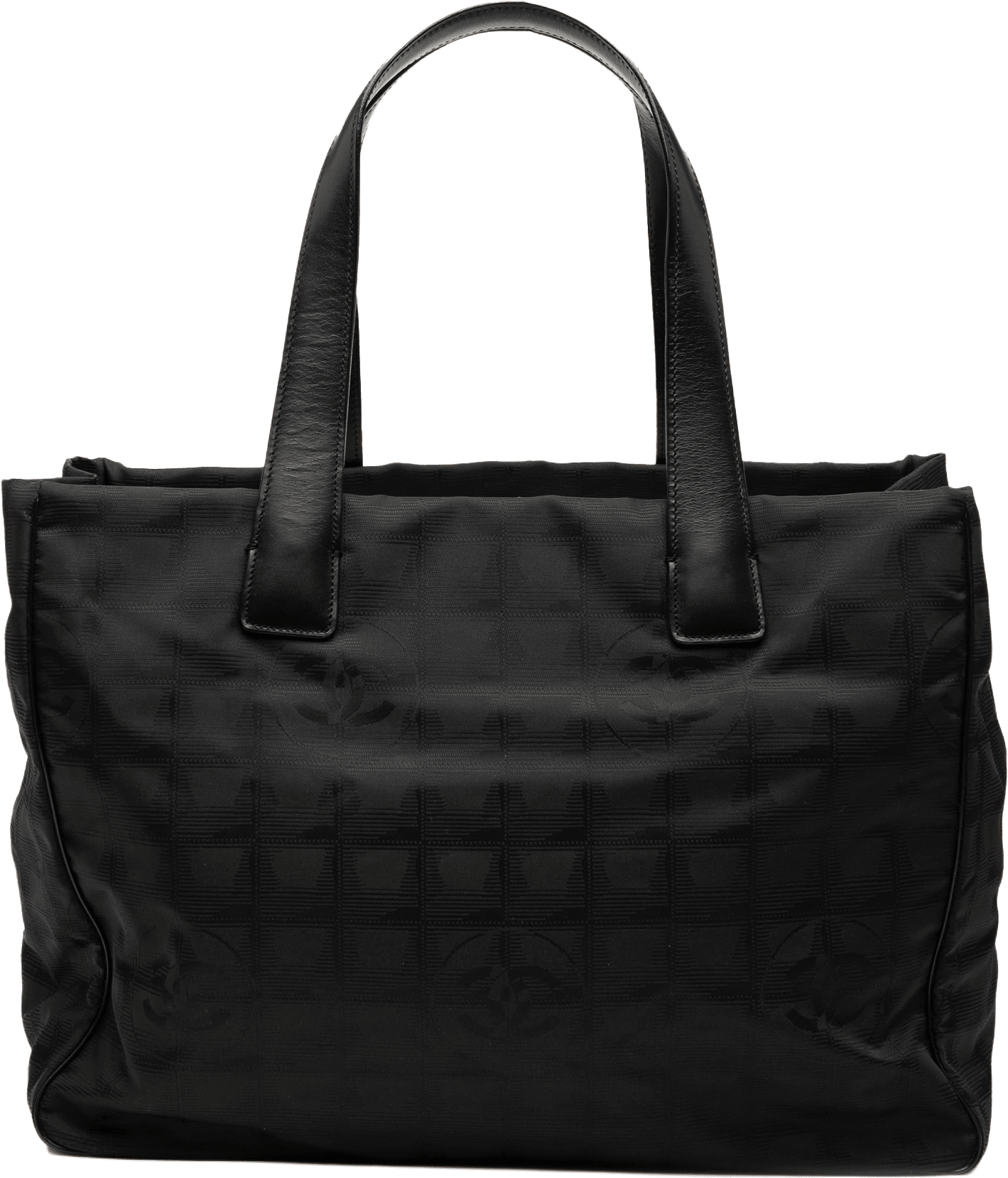 Chanel New Travel Line Nylon Tote, från Luxclusif, i färgen black.