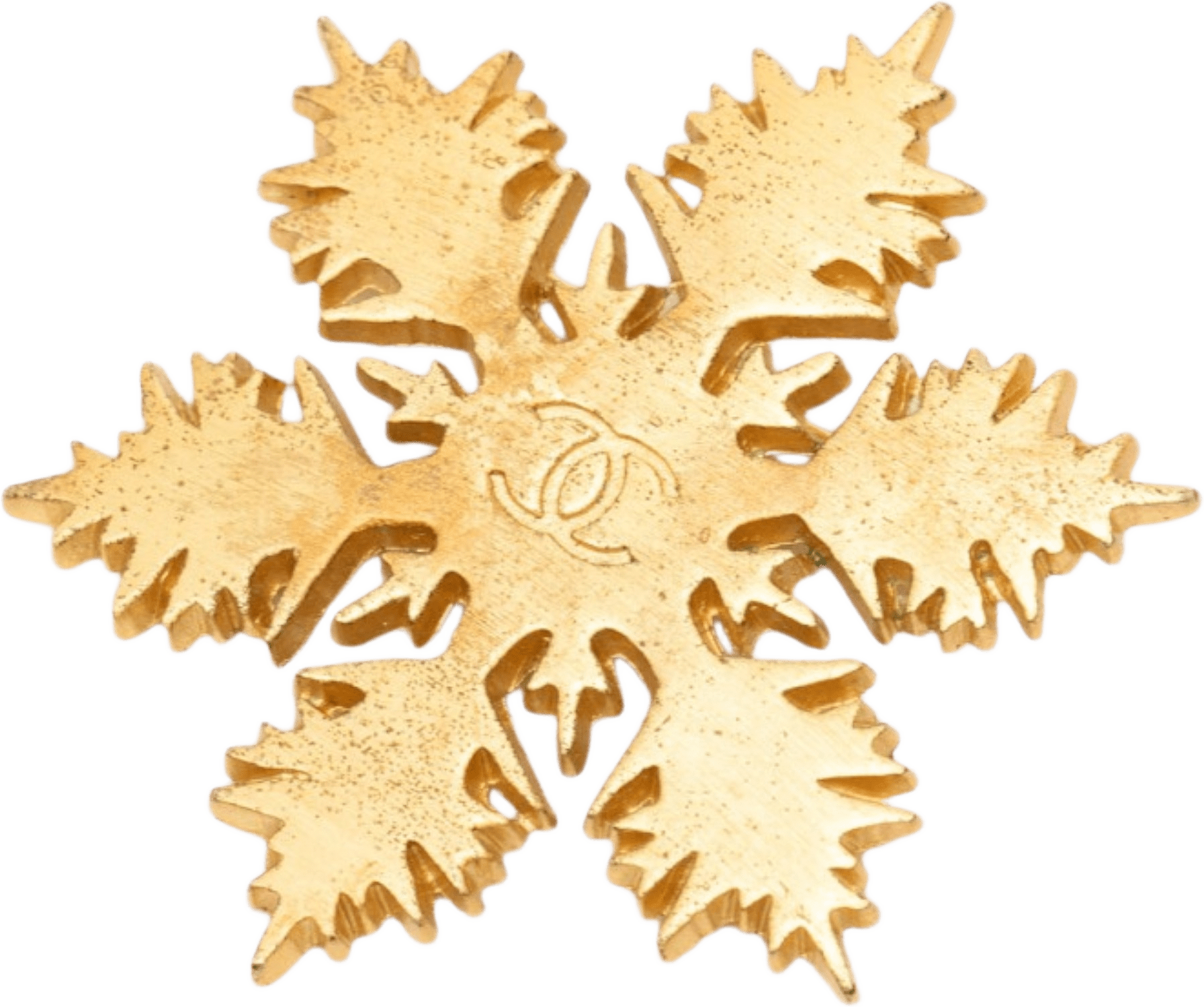 Chanel Cc Gold Plated Snowflake Brooch, från Luxclusif, i färgen guld.