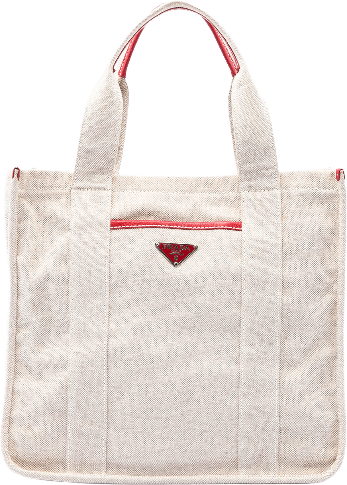 Prada Canvas Canapa Mistolino Shopping Tote, från Luxclusif, i färgen light beige.