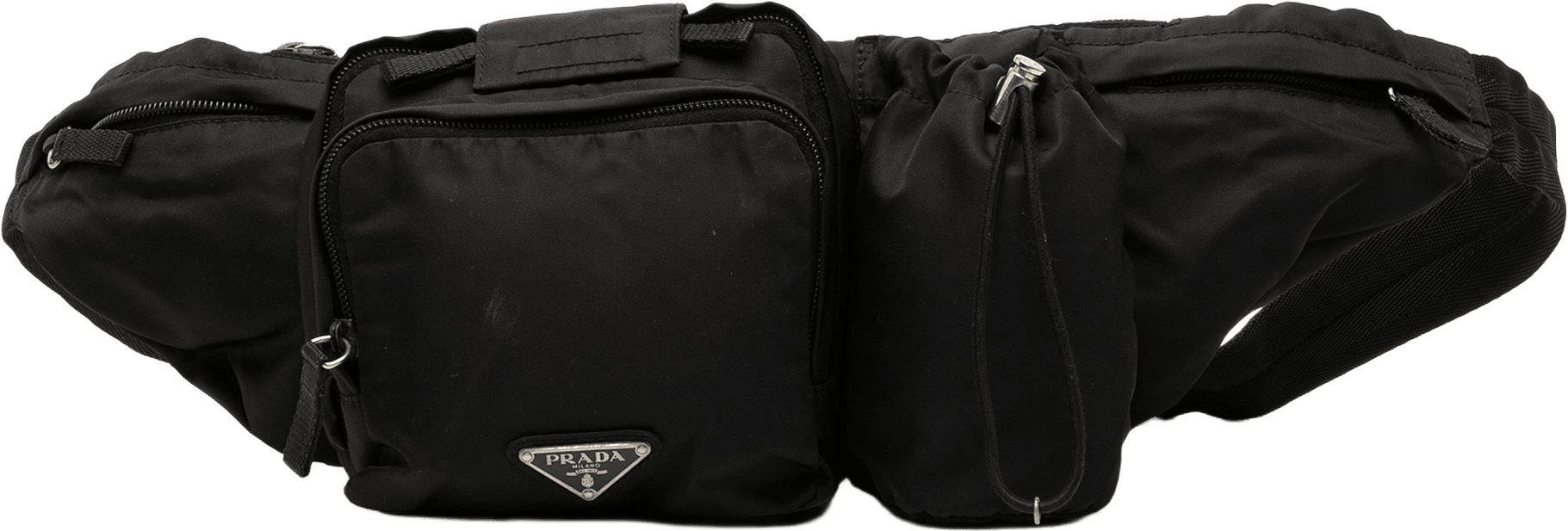 Prada Tessuto Multi Pocket Belt Bag, från Luxclusif, i färgen black.