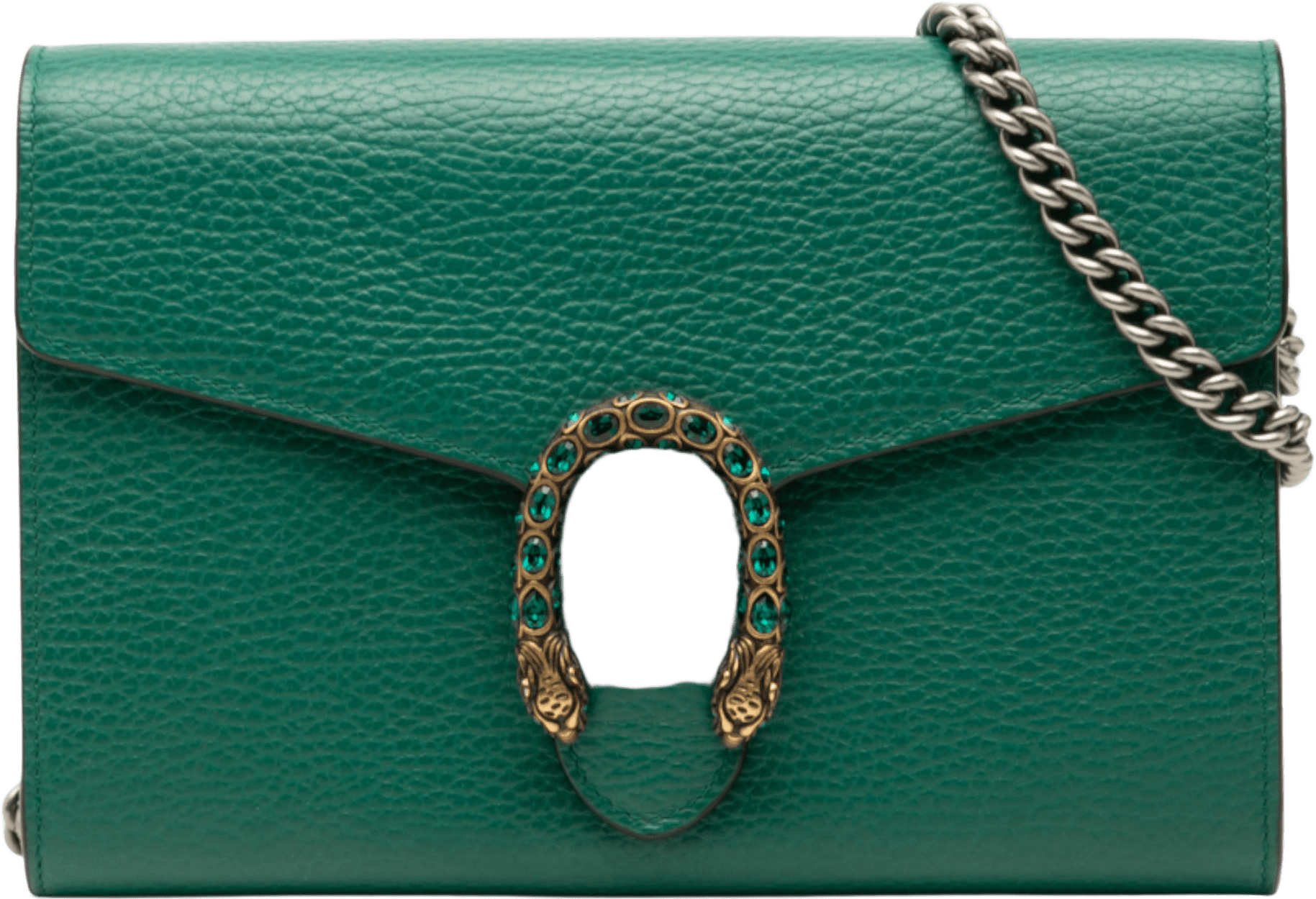 Gucci Leather Dionysus Wallet On Chain, från Luxclusif, i färgen green.