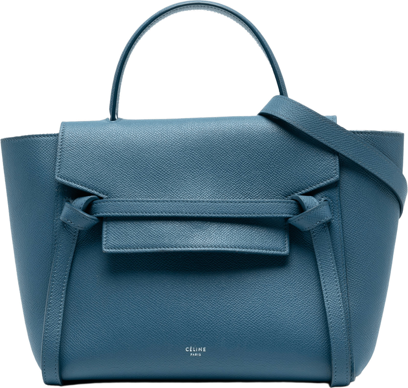 Celine Micro Grained Calfskin Belt Bag, från Luxclusif, i färgen blue.