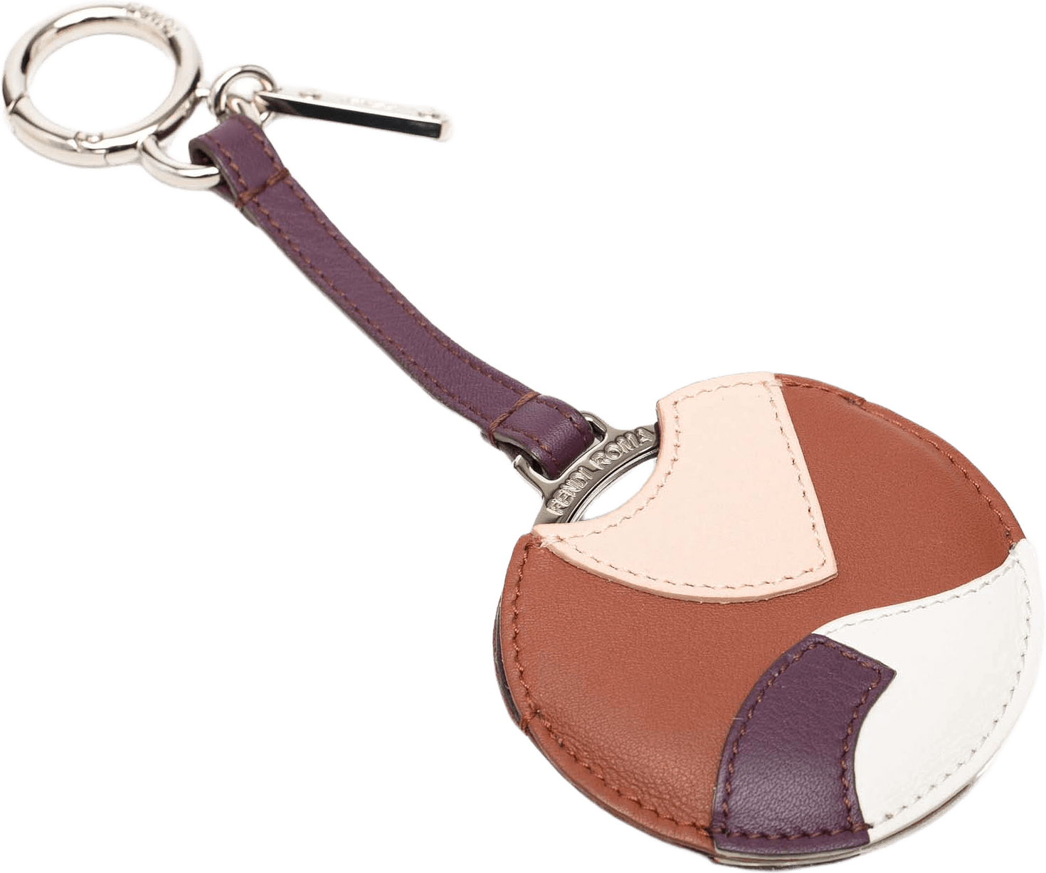 Fendi Silver Plated And Calfskin Compact Mirror Bag Charm, från Luxclusif, i färgen silver.