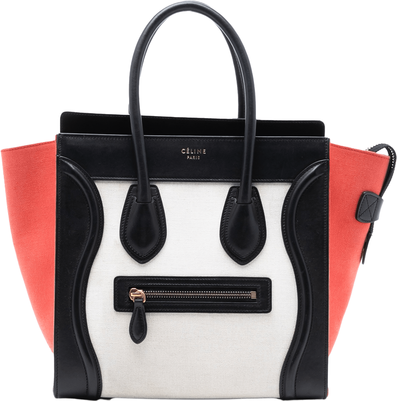 Celine Micro Tricolor Canvas And Leather Luggage Tote, från Luxclusif, i färgen white.