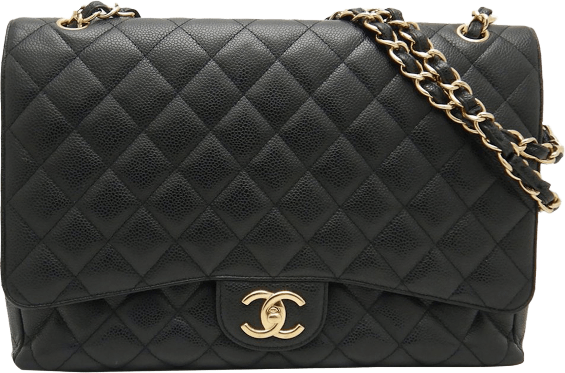 Chanel Maxi Classic Caviar Double Flap, från Luxclusif, i färgen black.